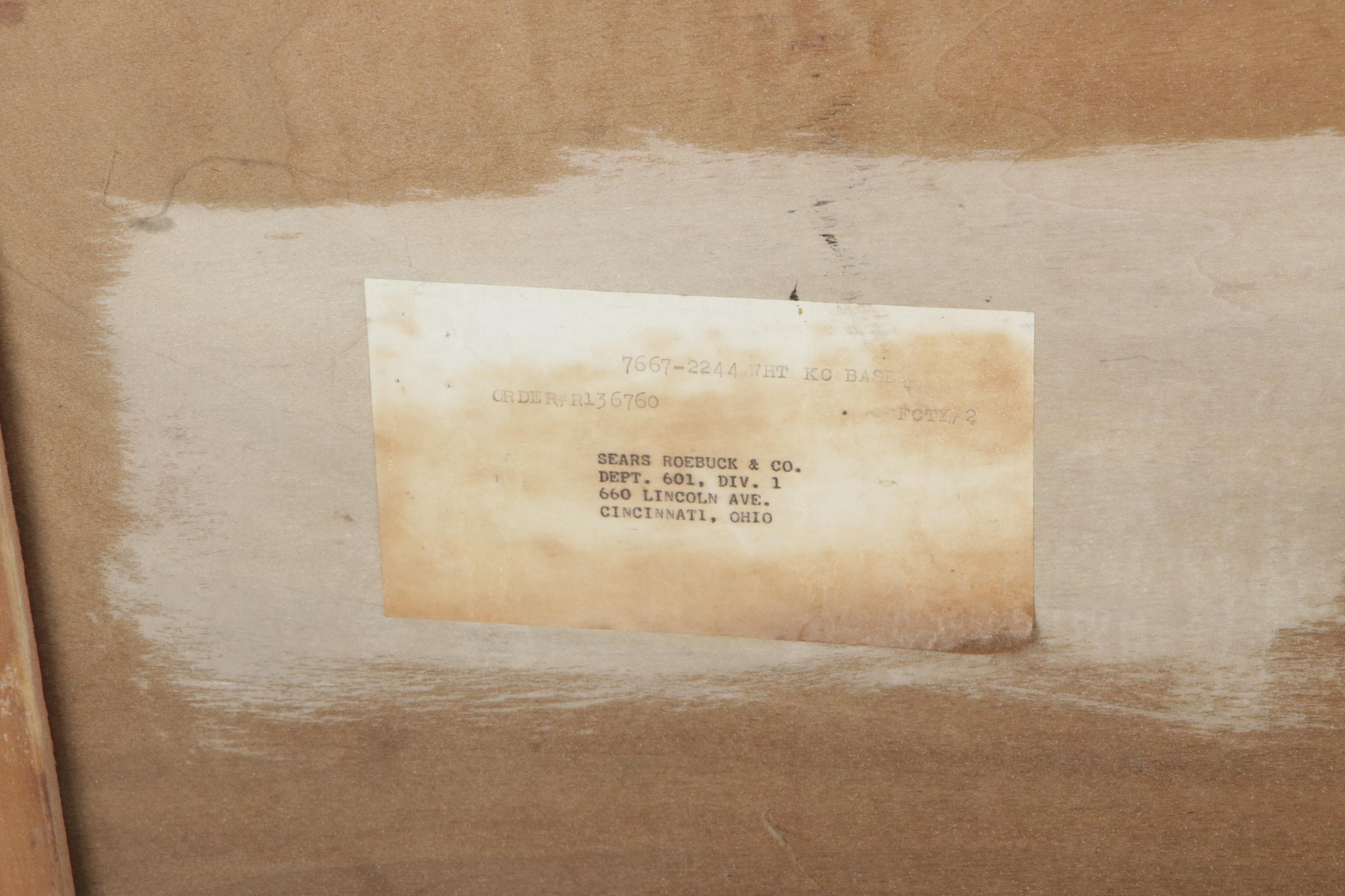 Sears Roebuck Yellow-Painted Wood and Enamel Top Kitchen Work Cabinet, 1930s