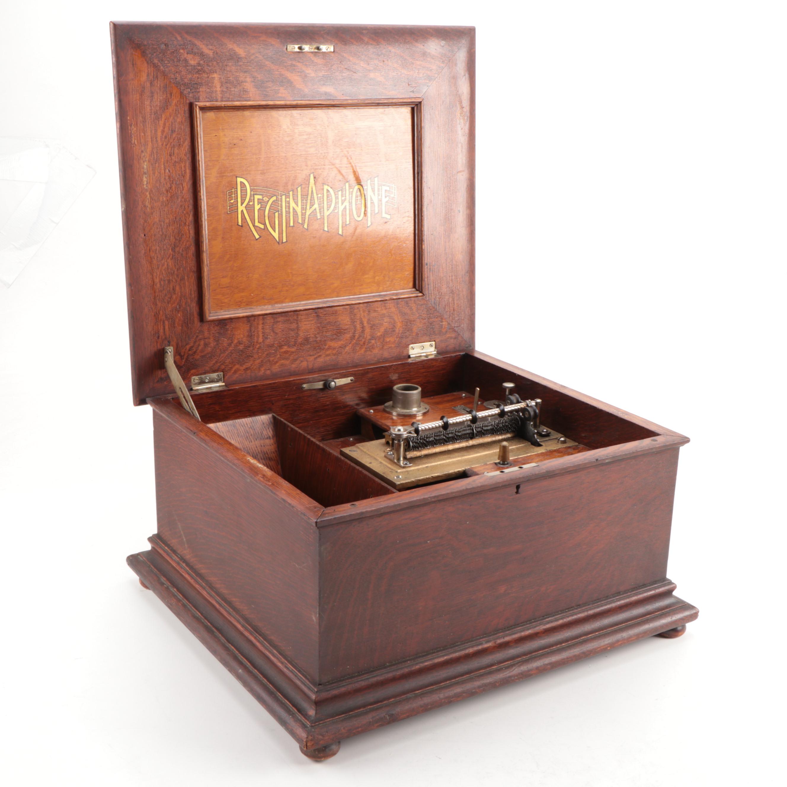 Reginaphone Music Box with Music Box Co. Metal Discs