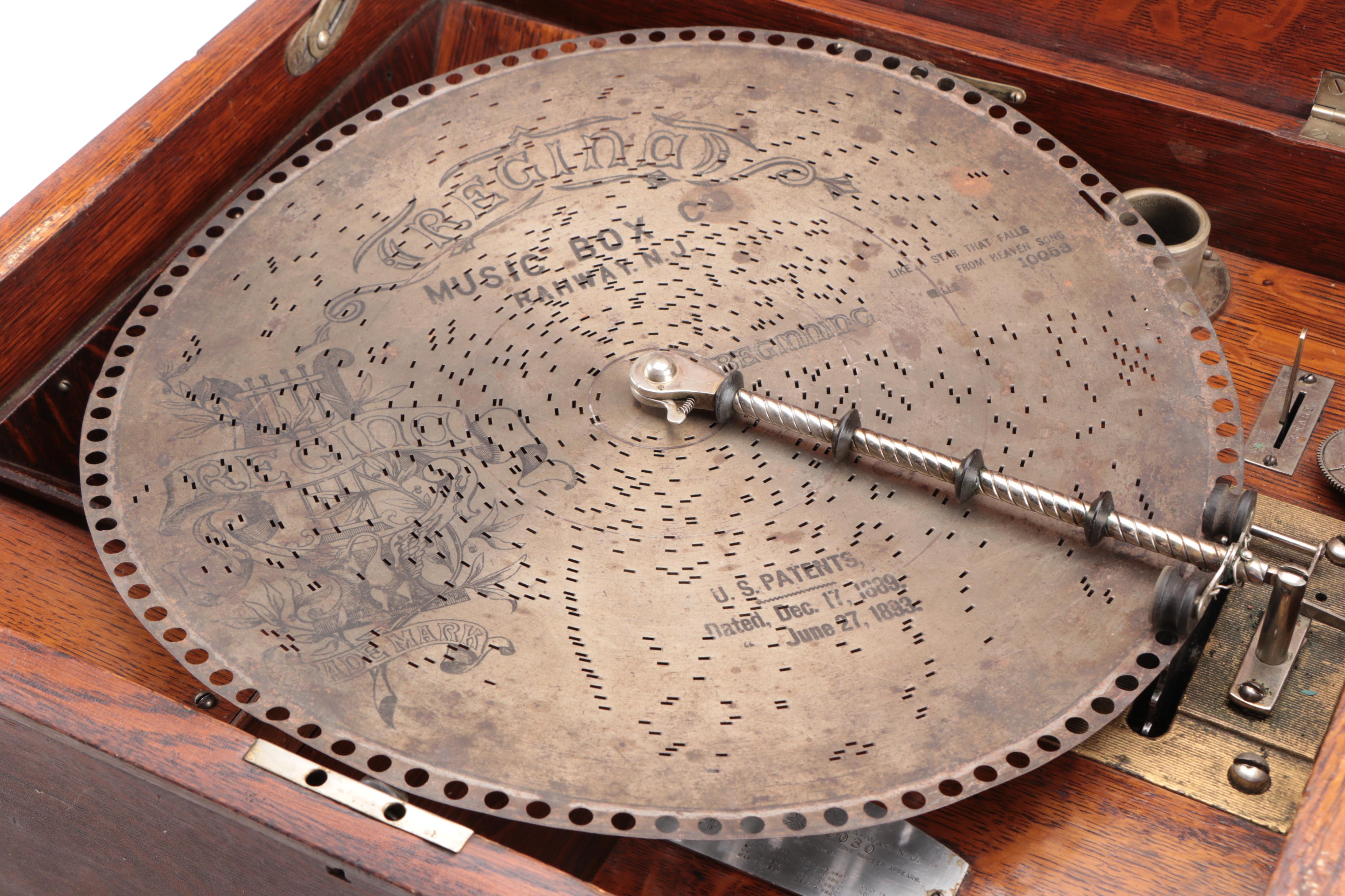 Reginaphone Music Box with Music Box Co. Metal Discs