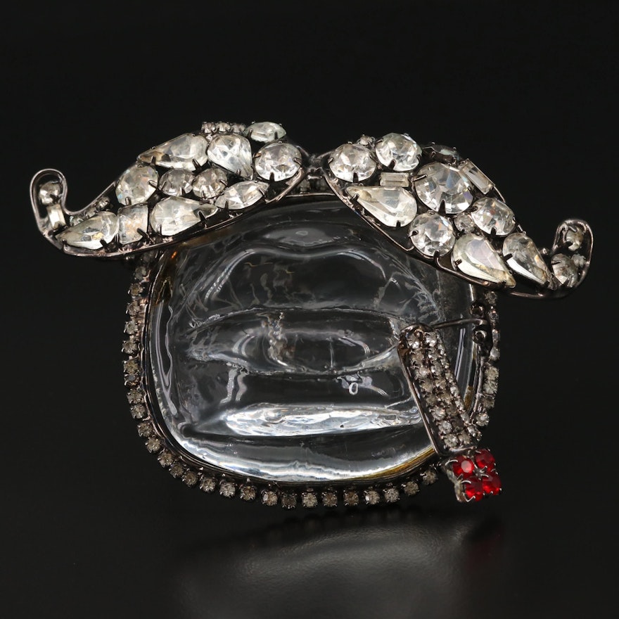 Custom Lawrence Vrba Large Scale Mustache and Cigarette Brooch