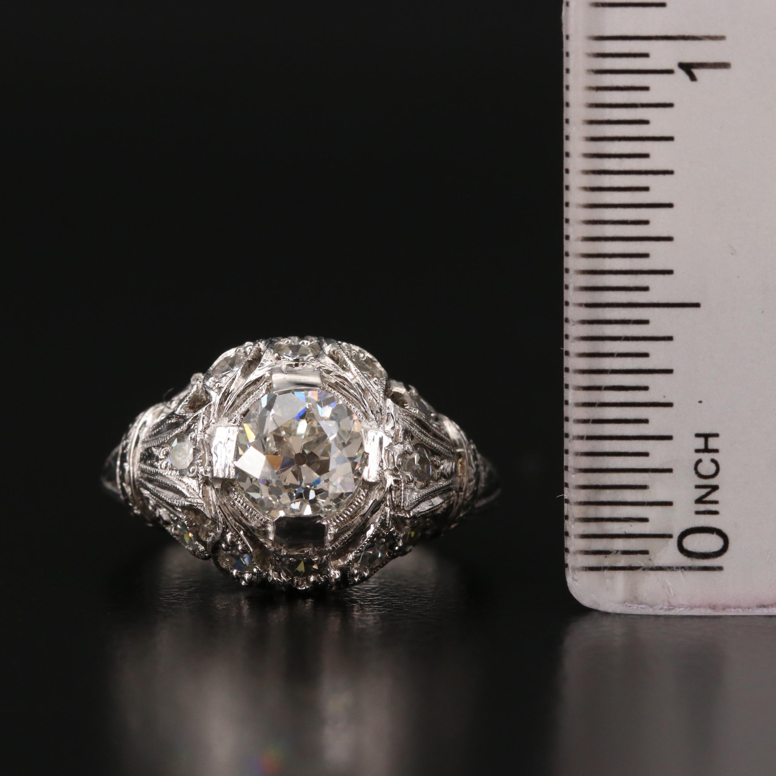 Circa 1930s Platinum Diamond Ring with GIA Report