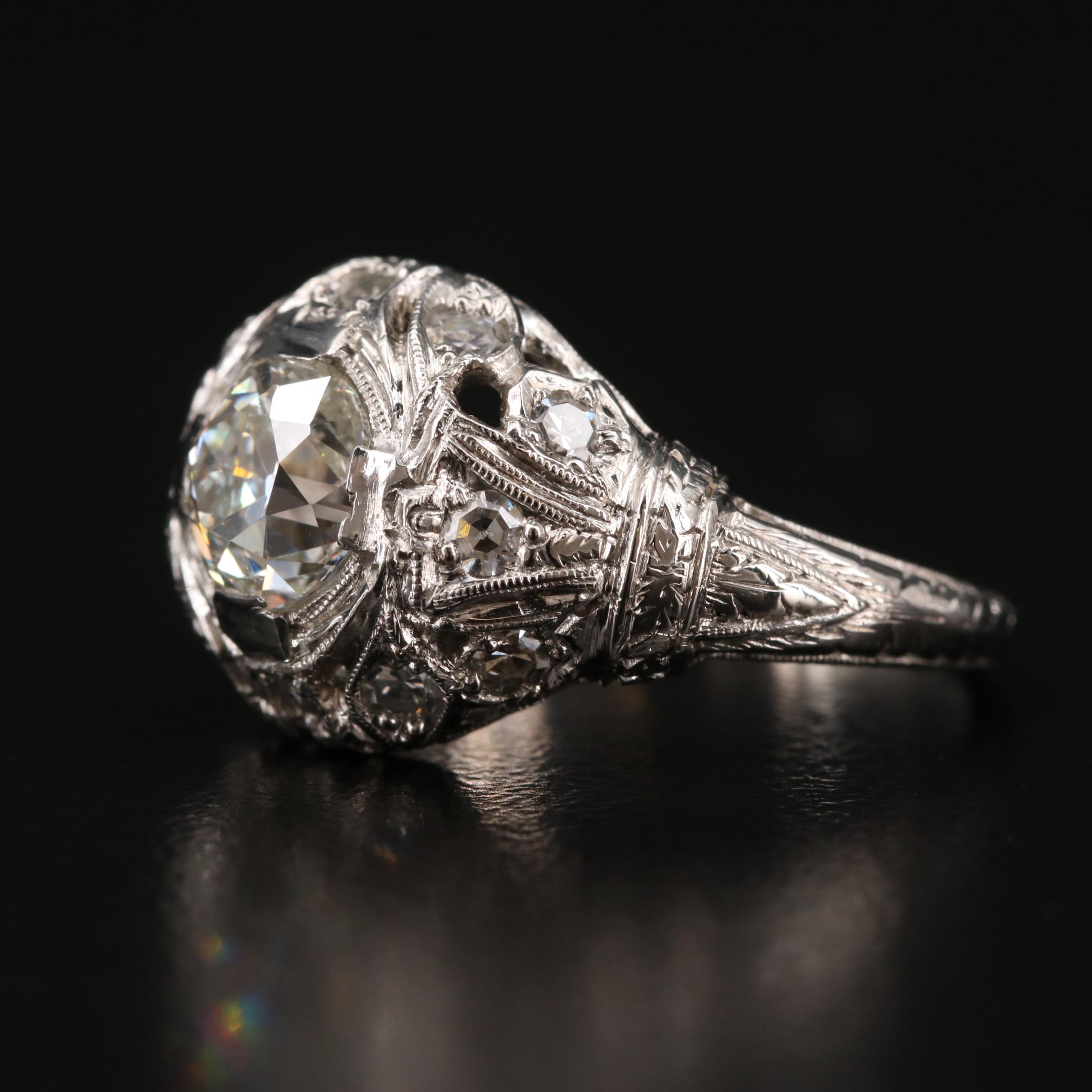 Circa 1930s Platinum Diamond Ring with GIA Report