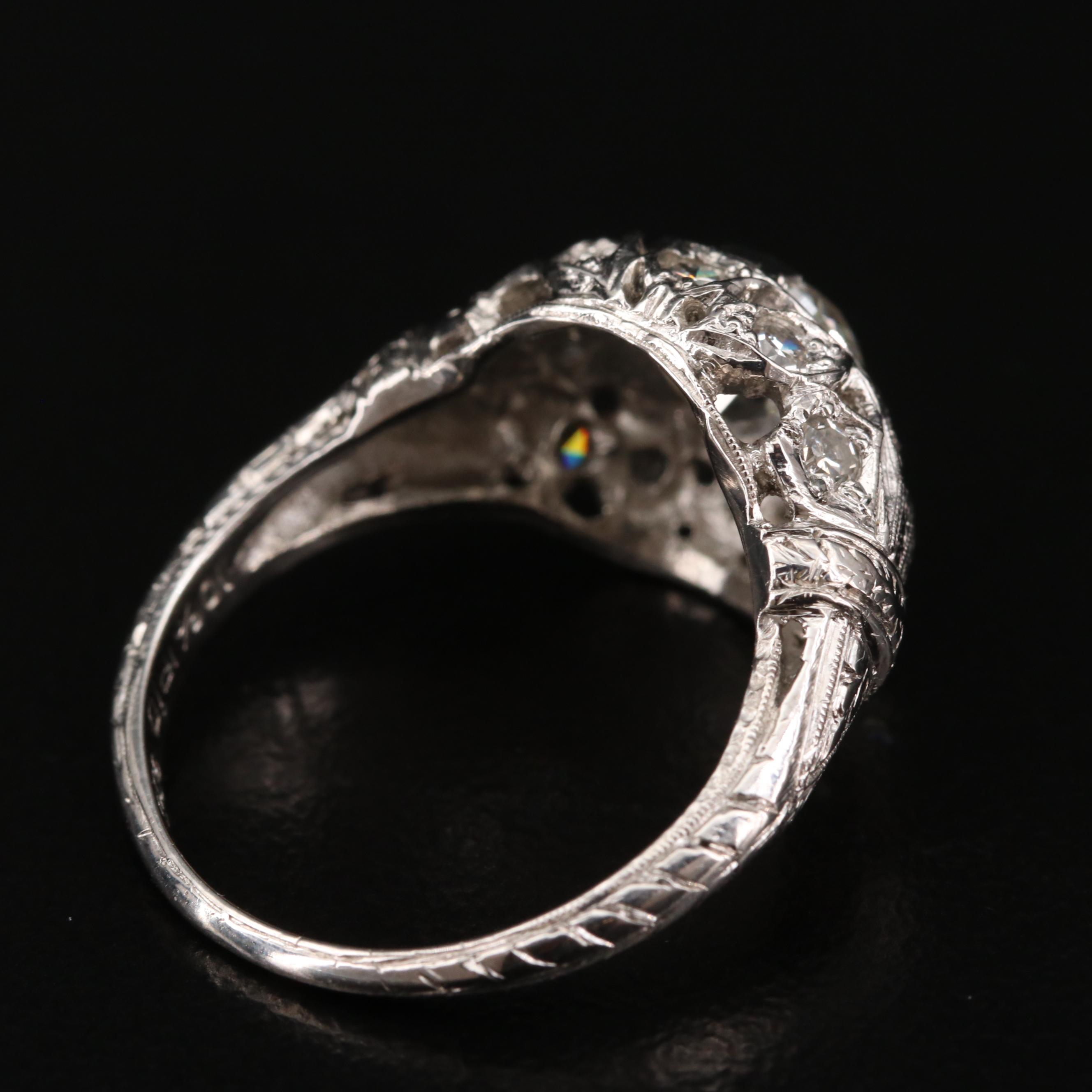 Circa 1930s Platinum Diamond Ring with GIA Report