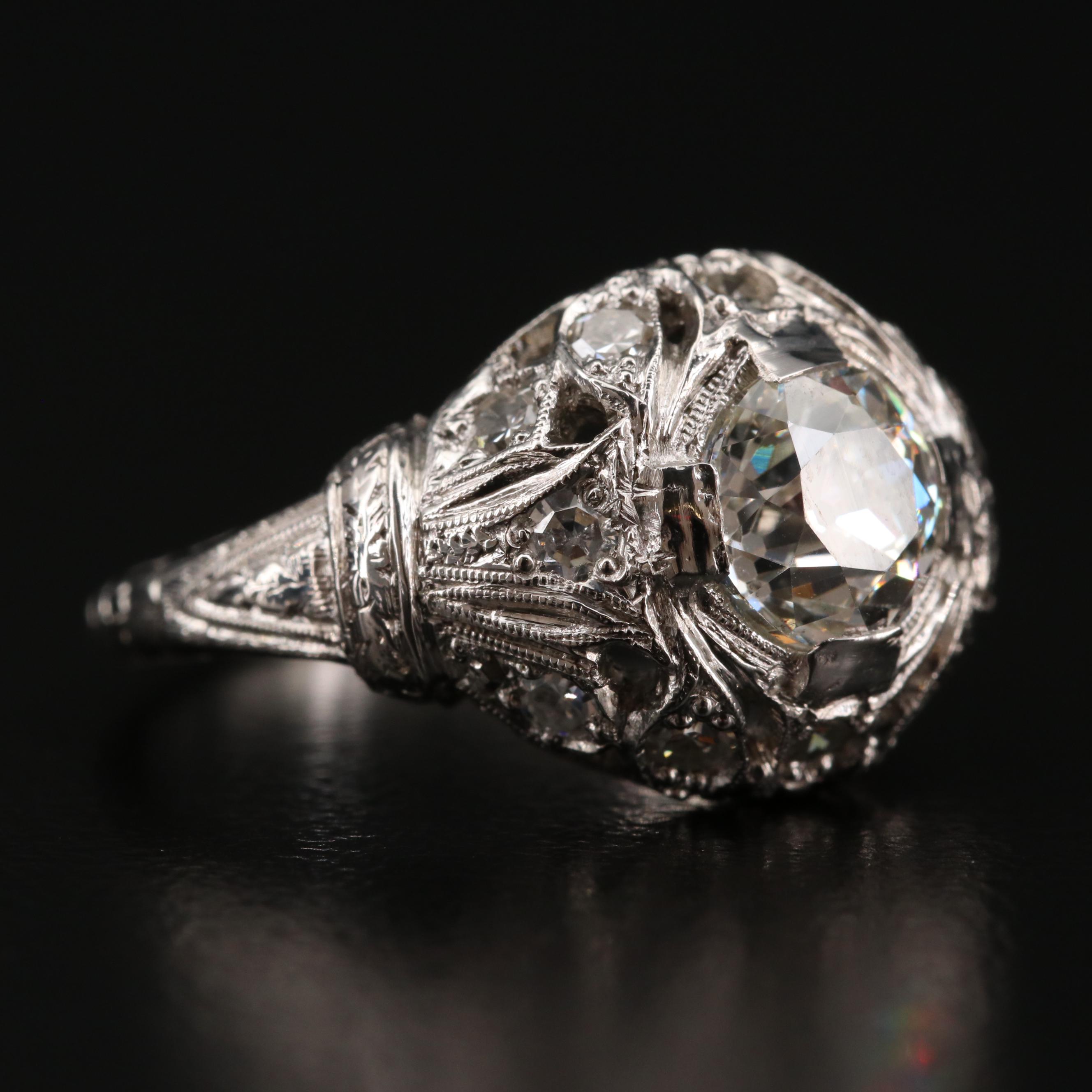 Circa 1930s Platinum Diamond Ring with GIA Report