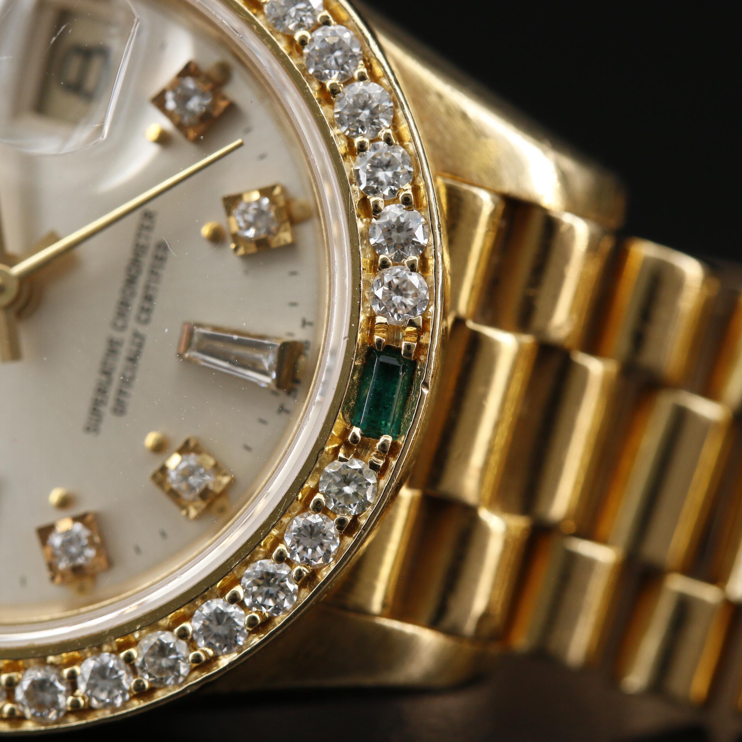 1985 Rolex Datejust President Diamond and Emerald 18K Automatic Watch