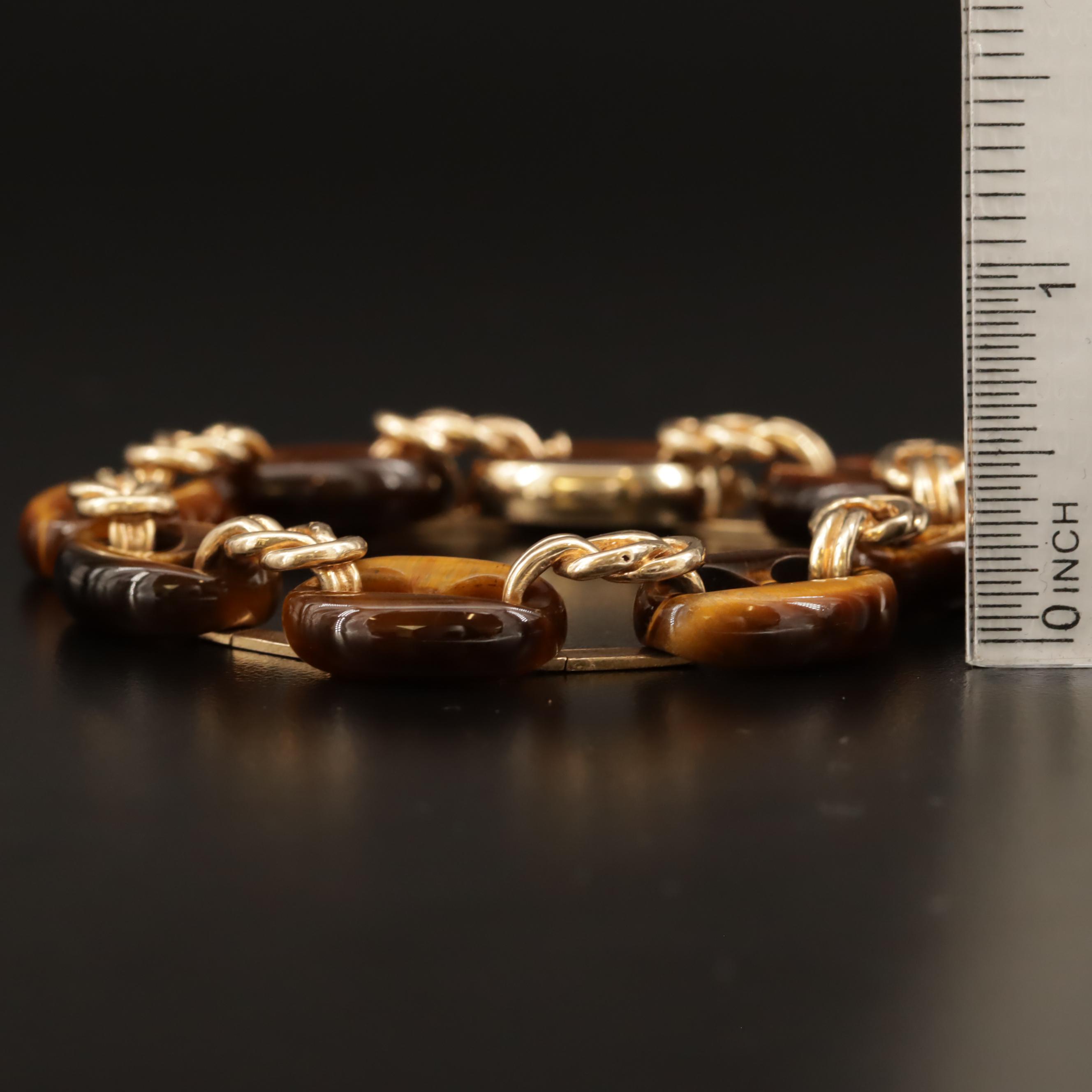 Hammerman Brothers 14K Tiger's Eye Mariner and Fancy Link Bracelet