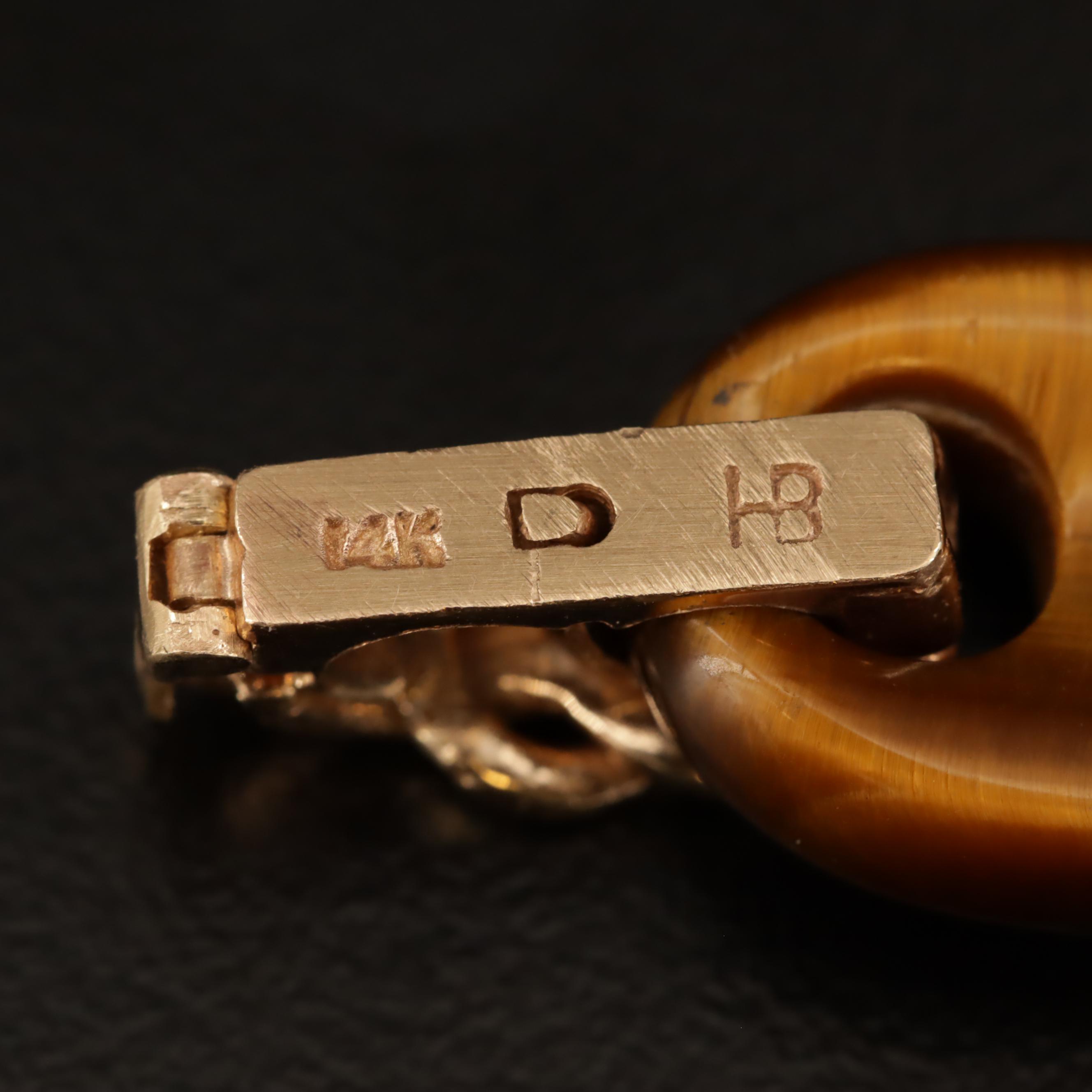 Hammerman Brothers 14K Tiger's Eye Mariner and Fancy Link Bracelet