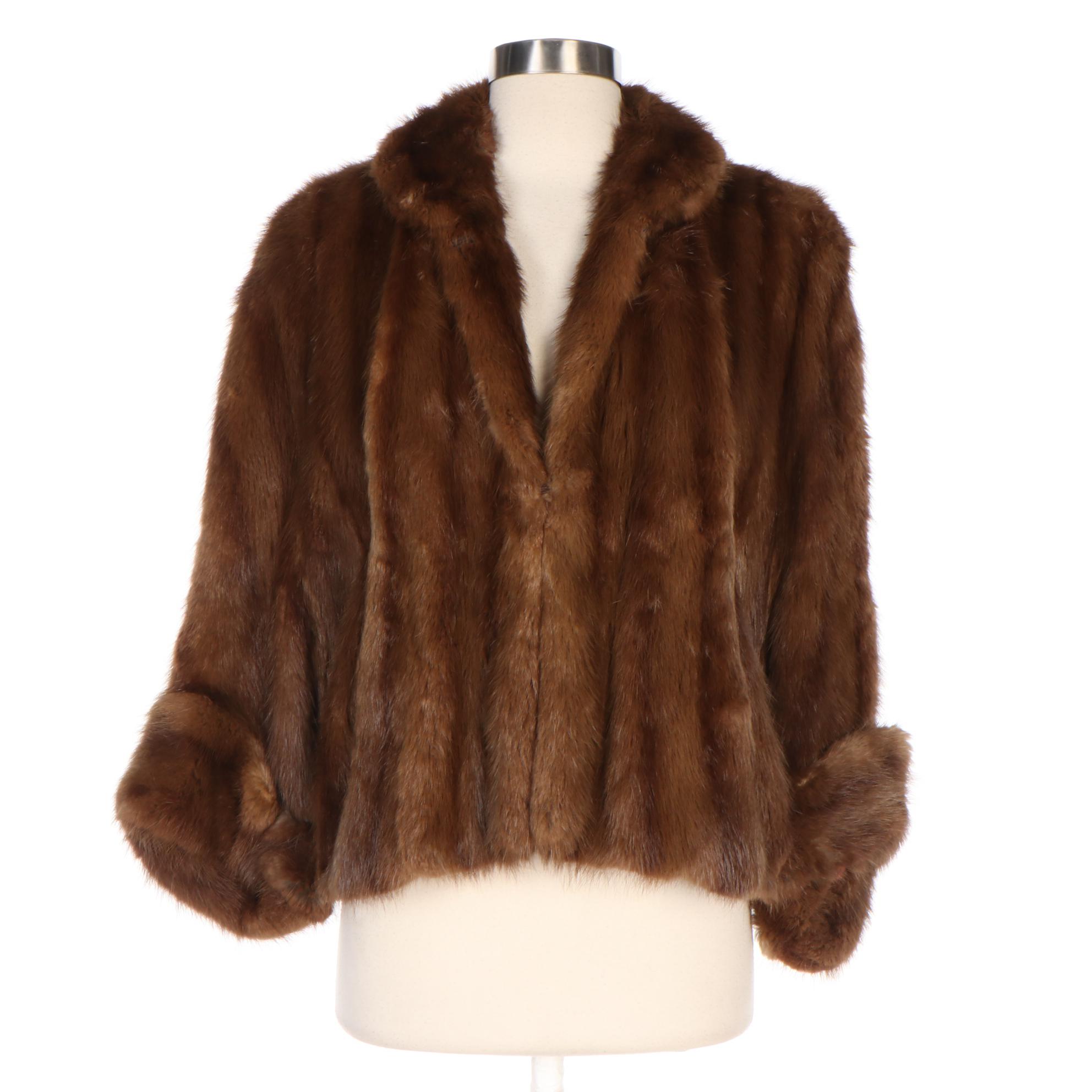 Muskrat Fur Cape from The John Shillito Co. of Cincinnati, Mid-20th Century