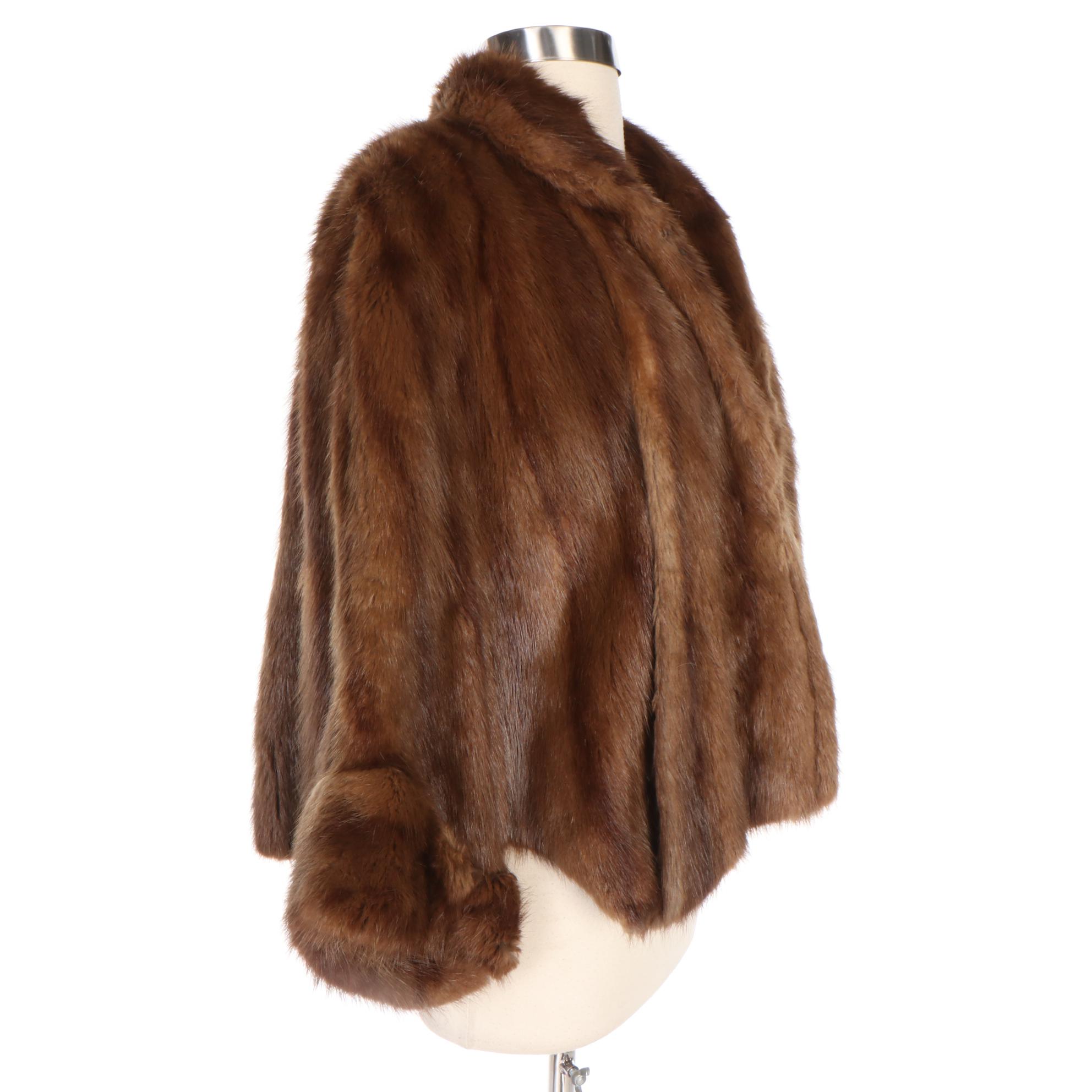 Muskrat Fur Cape from The John Shillito Co. of Cincinnati, Mid-20th Century