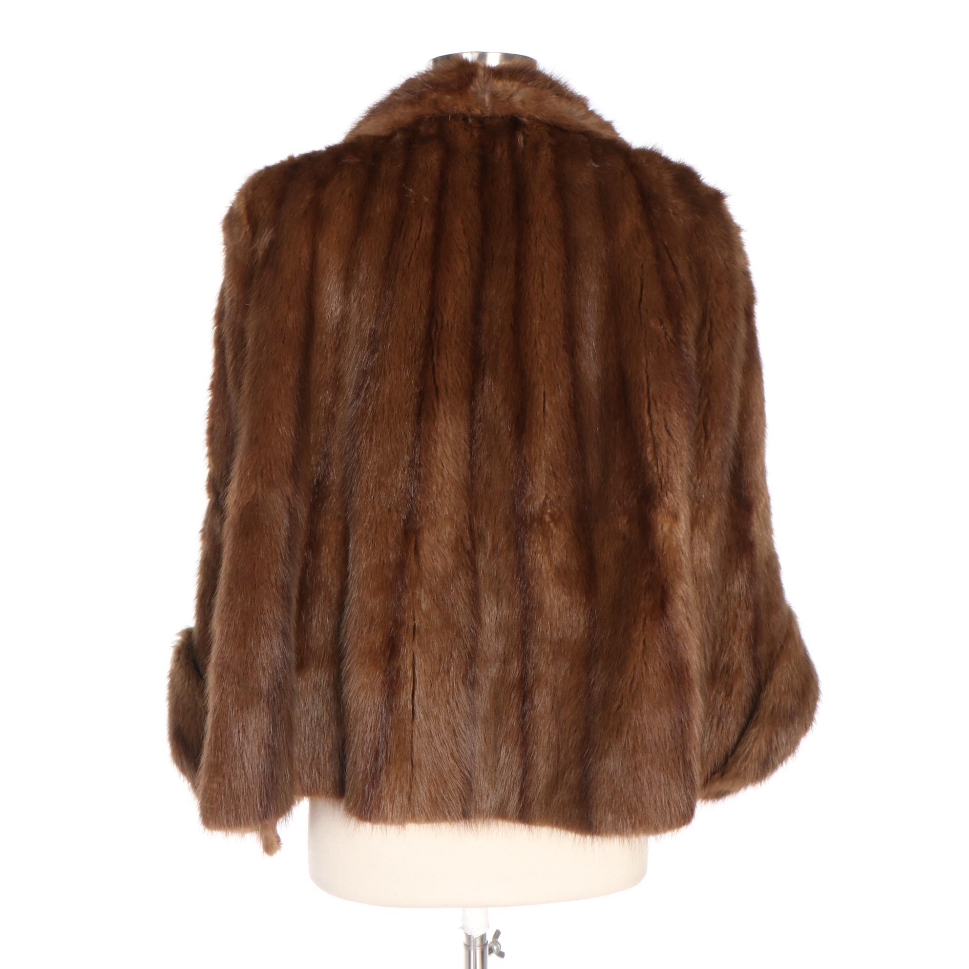 Muskrat Fur Cape from The John Shillito Co. of Cincinnati, Mid-20th Century