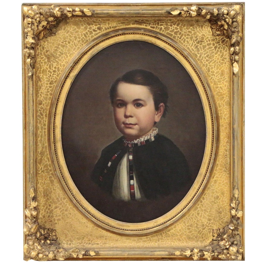 Oil Painting of Young Boy, Late 19th Century