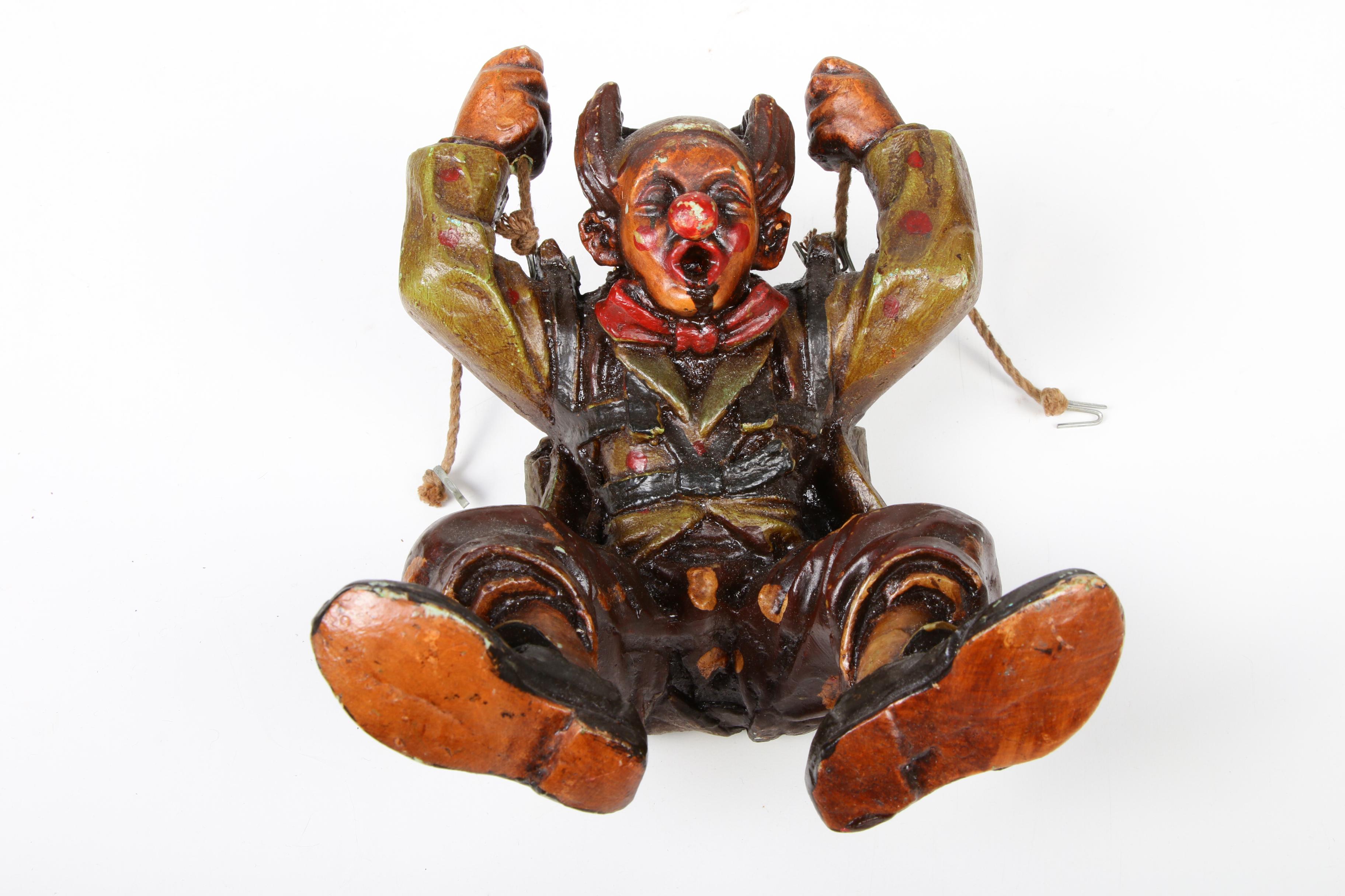 Allan Agohob Hand Painted "Parachuting Clown" Hanging Sculpture