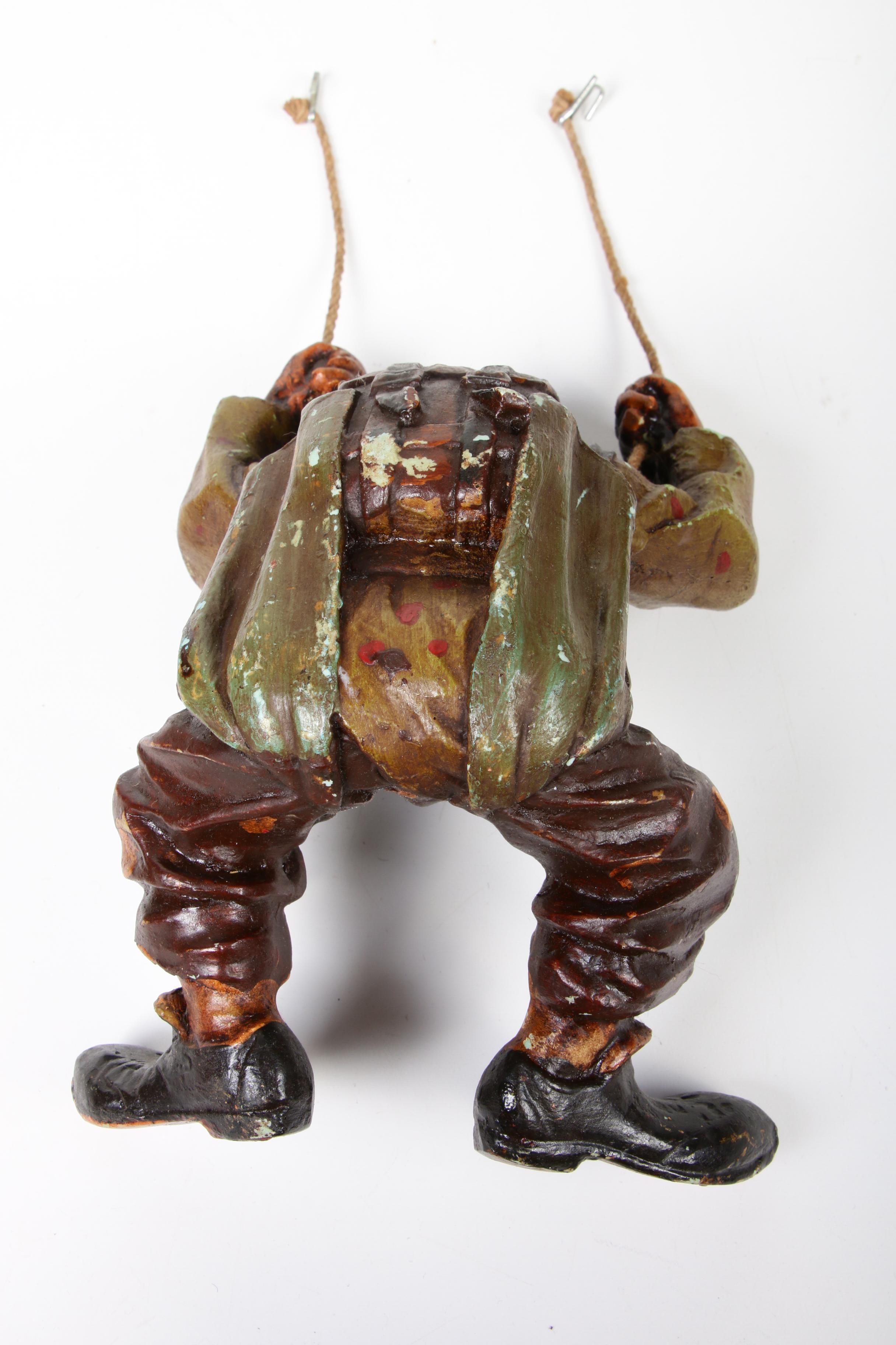 Allan Agohob Hand Painted "Parachuting Clown" Hanging Sculpture