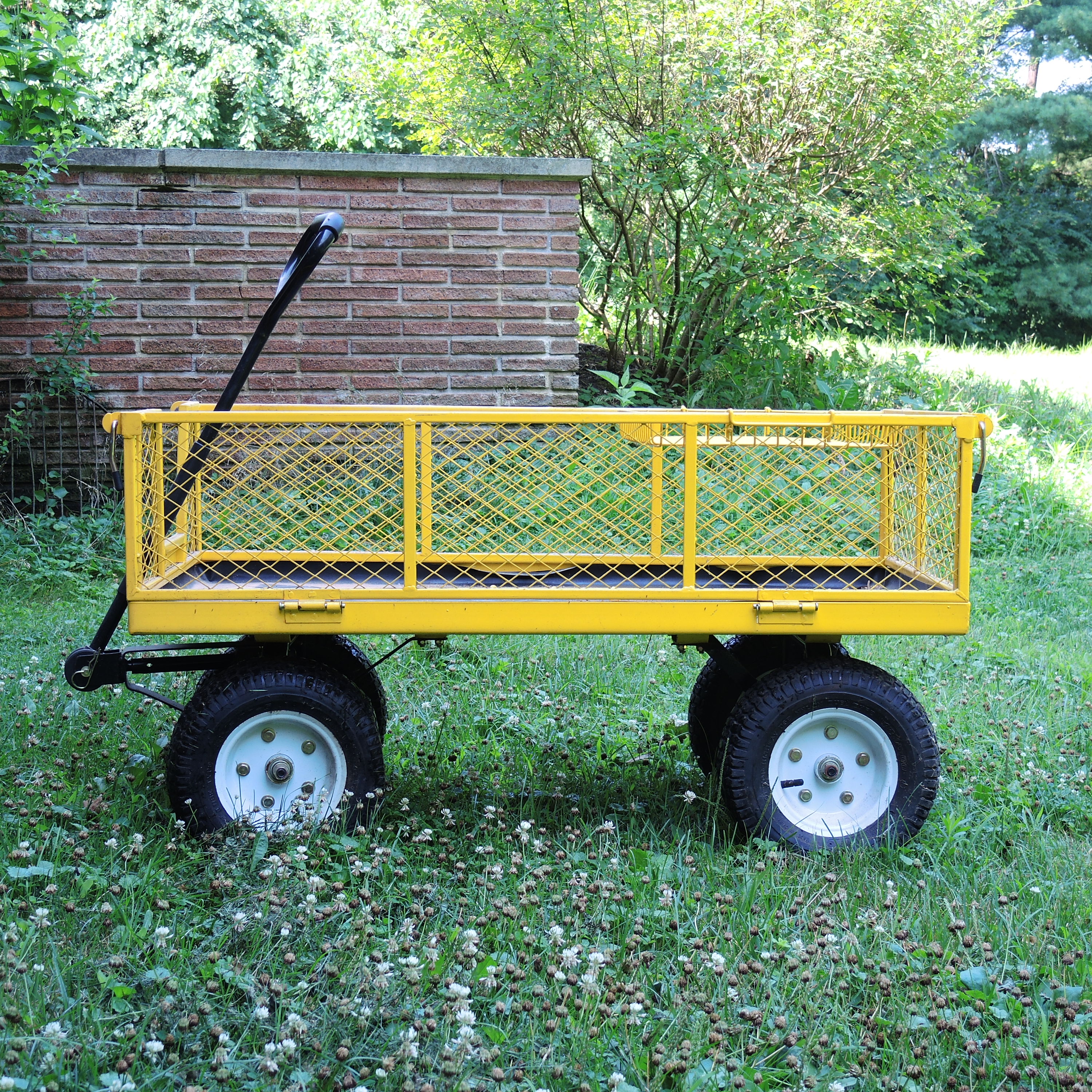 Yellow Metal Mesh Garden Cart Utility Wagon