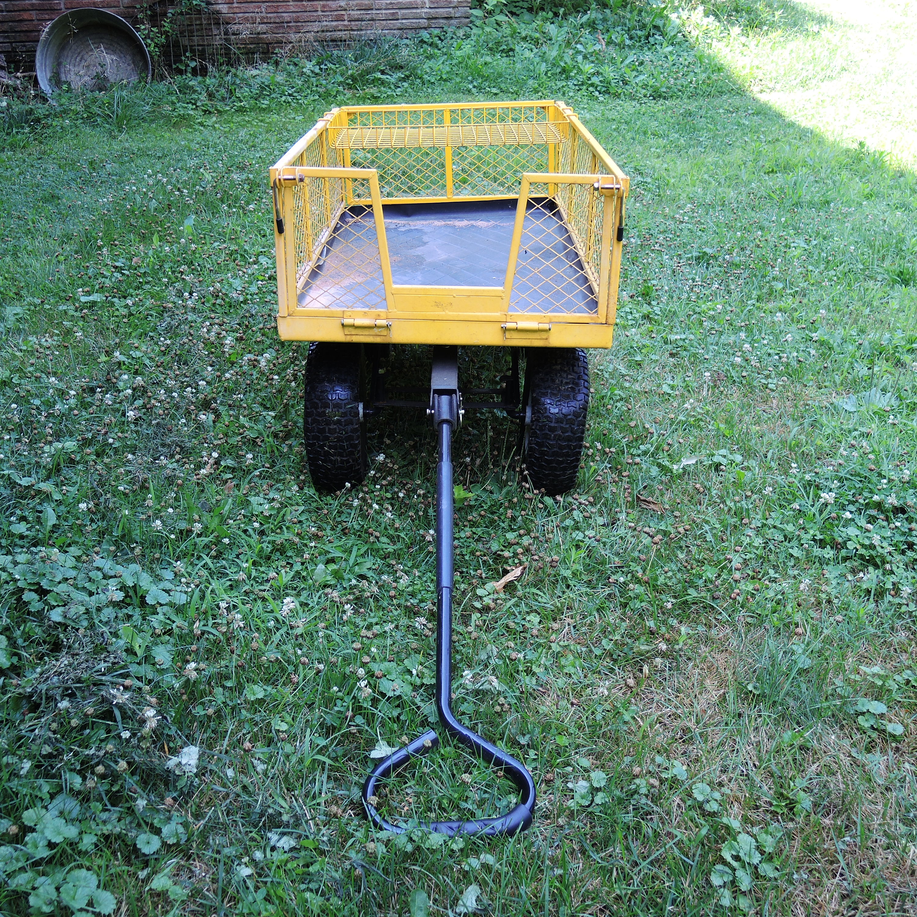 Yellow Metal Mesh Garden Cart Utility Wagon