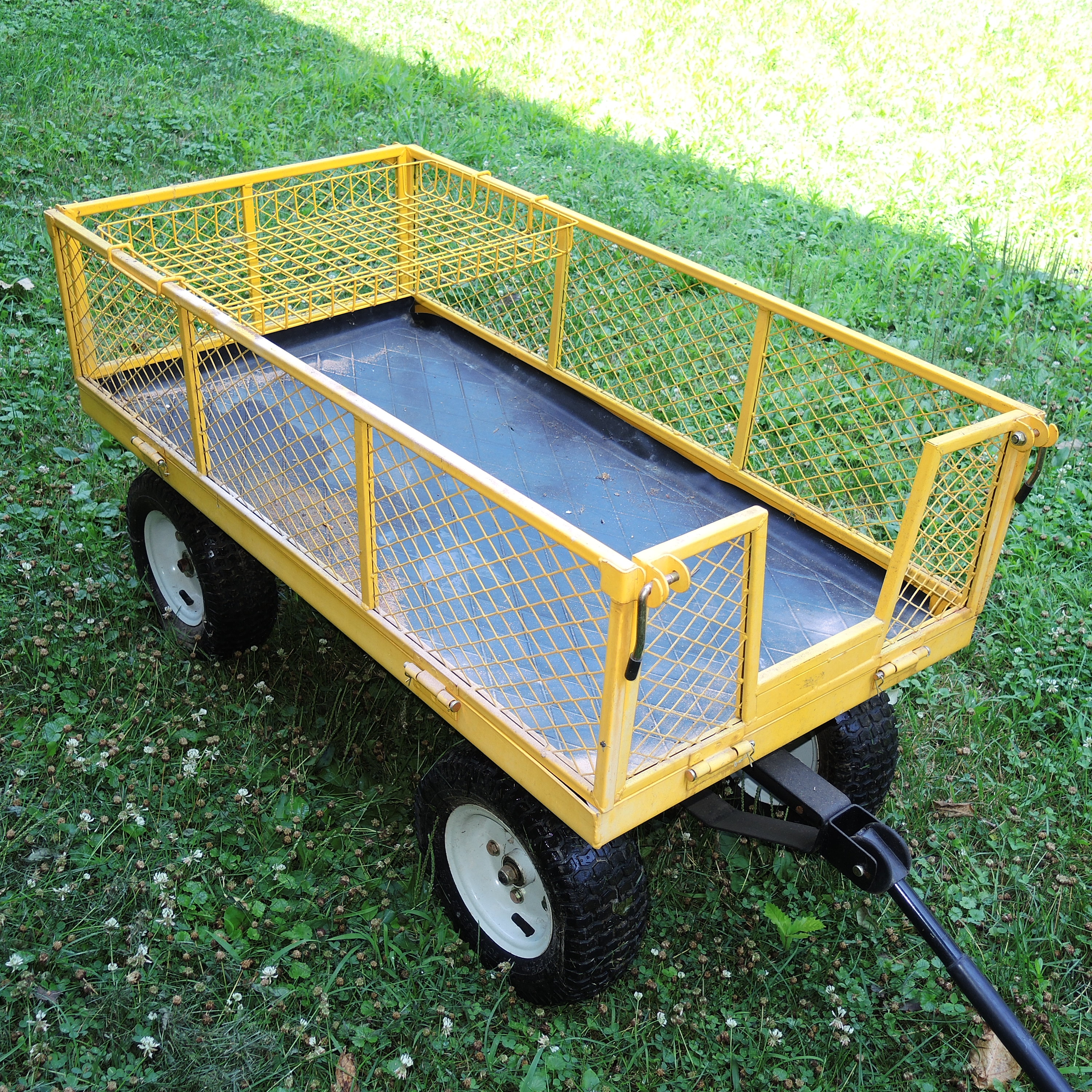 Yellow Metal Mesh Garden Cart Utility Wagon