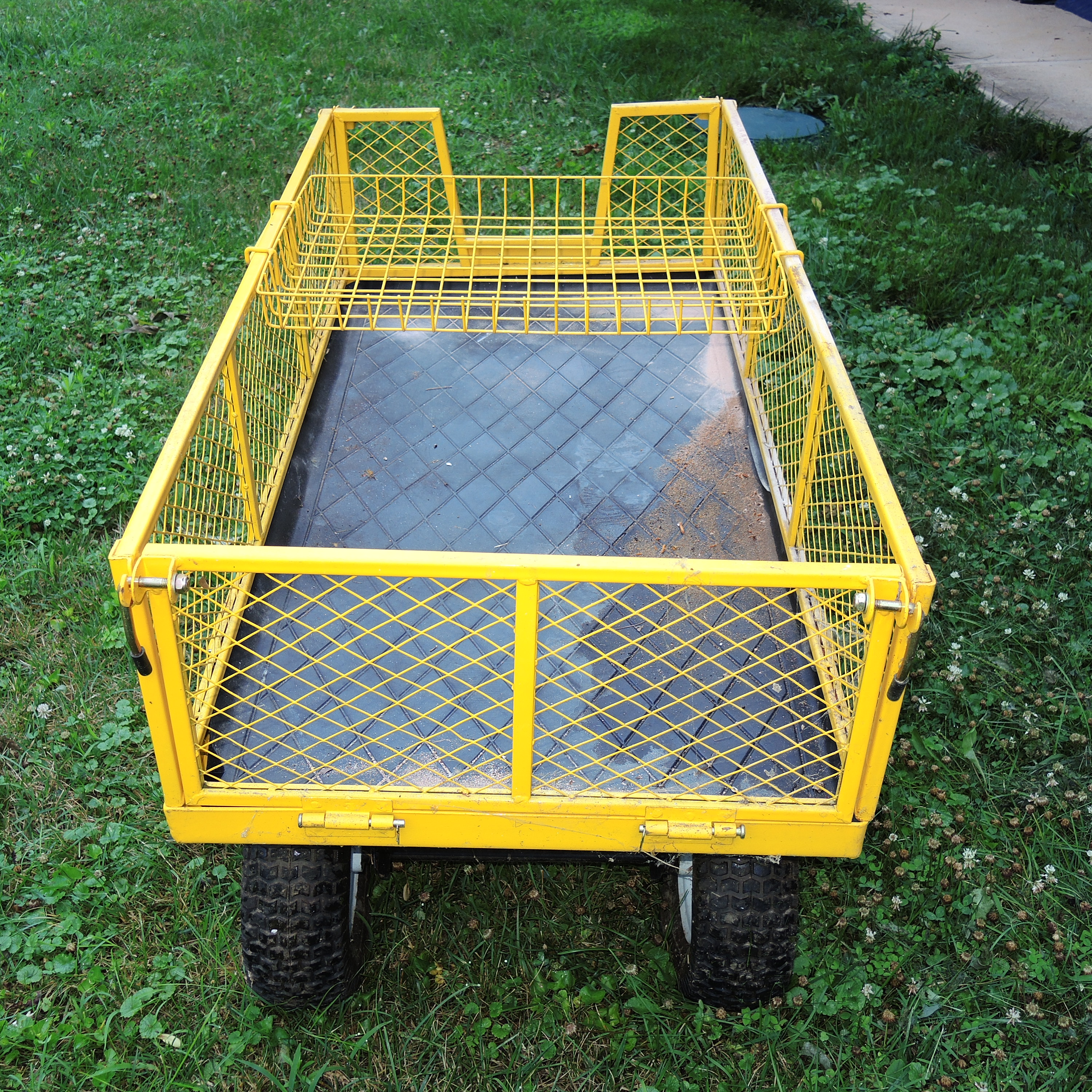 Yellow Metal Mesh Garden Cart Utility Wagon
