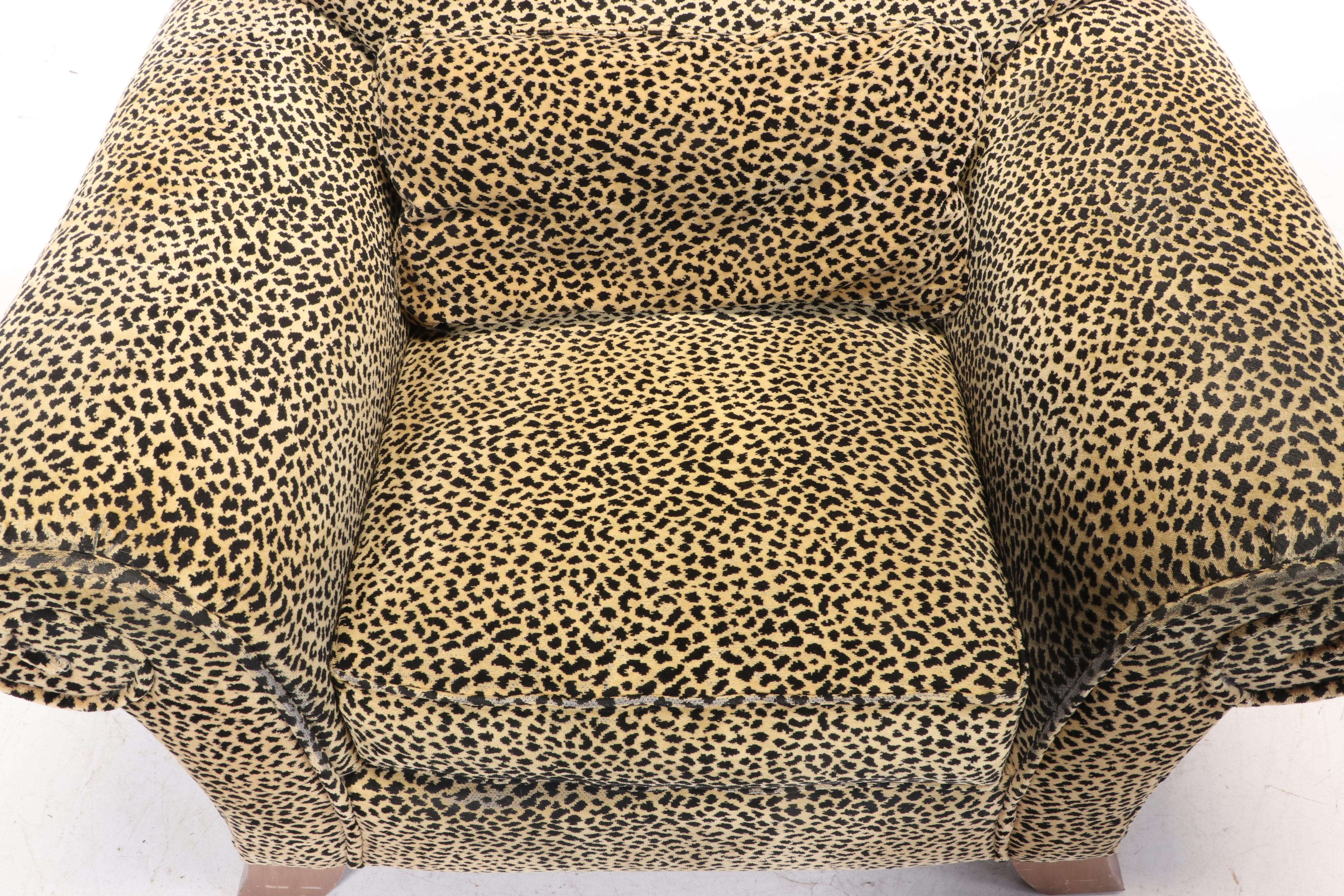 Schnadig Furniture Cheetah Print Roll-Arm Easy Chair