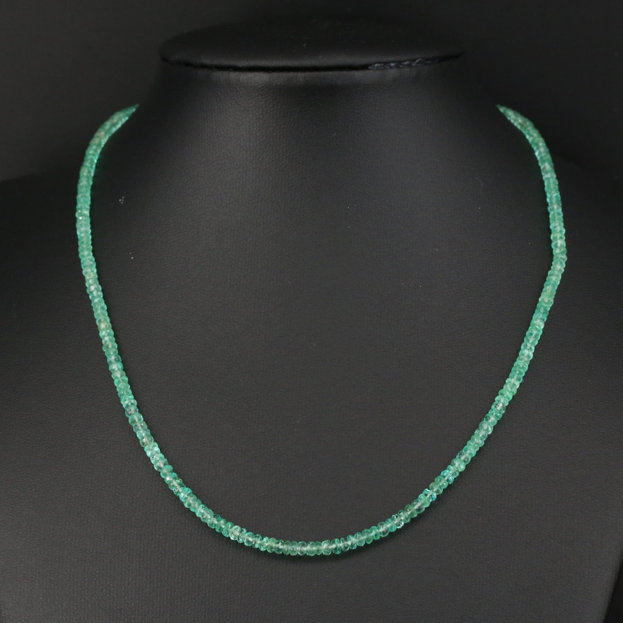 Emerald Beaded Necklace with Sterling Clasp