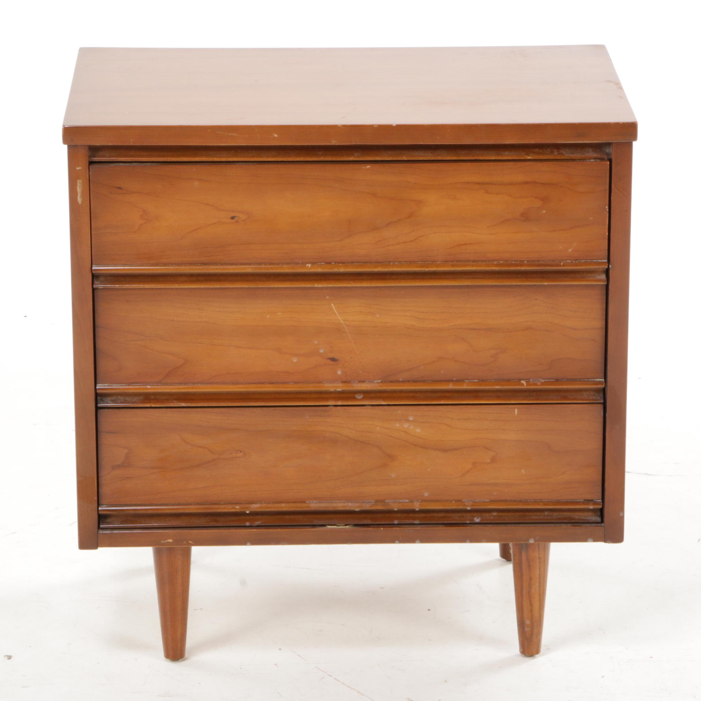 Dixie Furniture Mid Century Modern Three-Drawer Nightstand