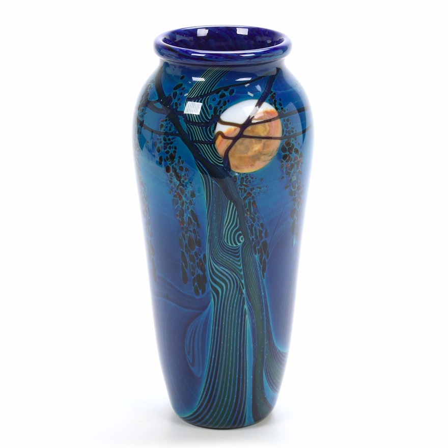 Rick Satava "Black Harvest Moon" Art Glass Vase, 1986