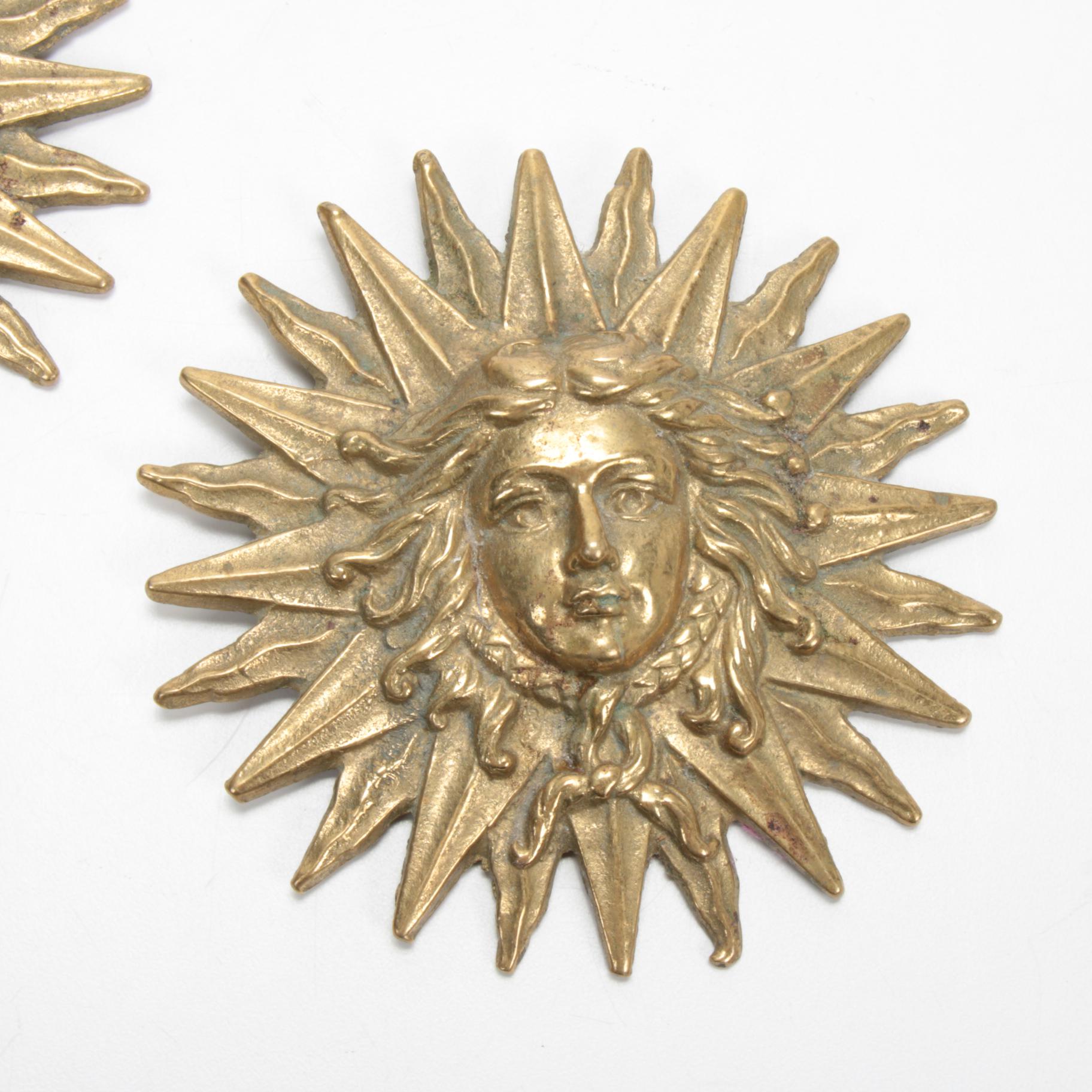Louis XIV Sun King Emblem Brass Wall Plaques