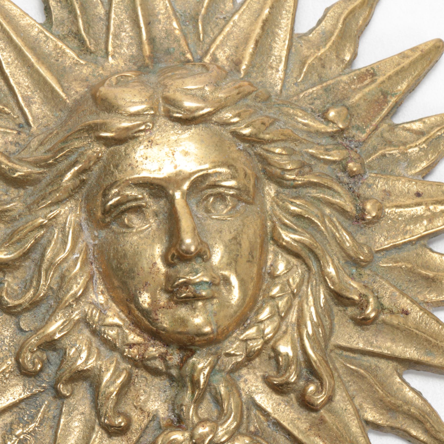 Louis XIV Sun King Emblem Brass Wall Plaques