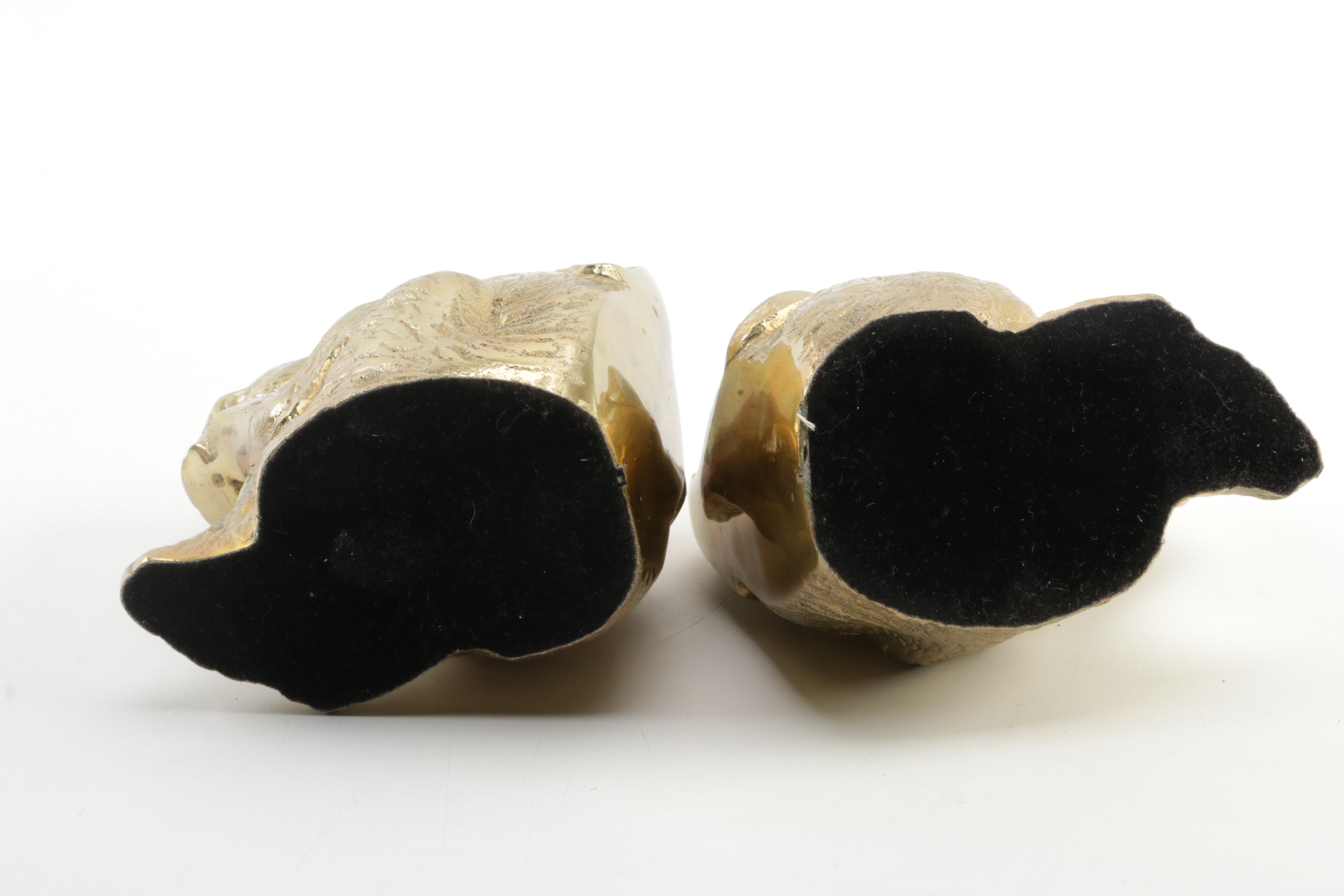 Pair of Brass Rabbit Bookends, Mid to Late 20th Century