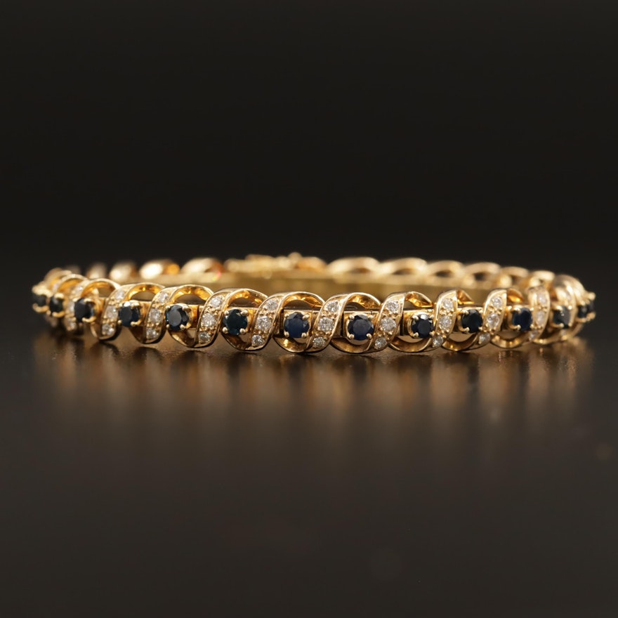 18K Sapphire and 1.60 CTW Diamond Bracelet