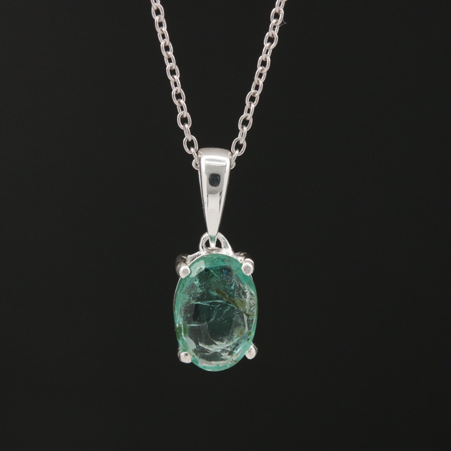 Sterling Emerald Pendant Necklace
