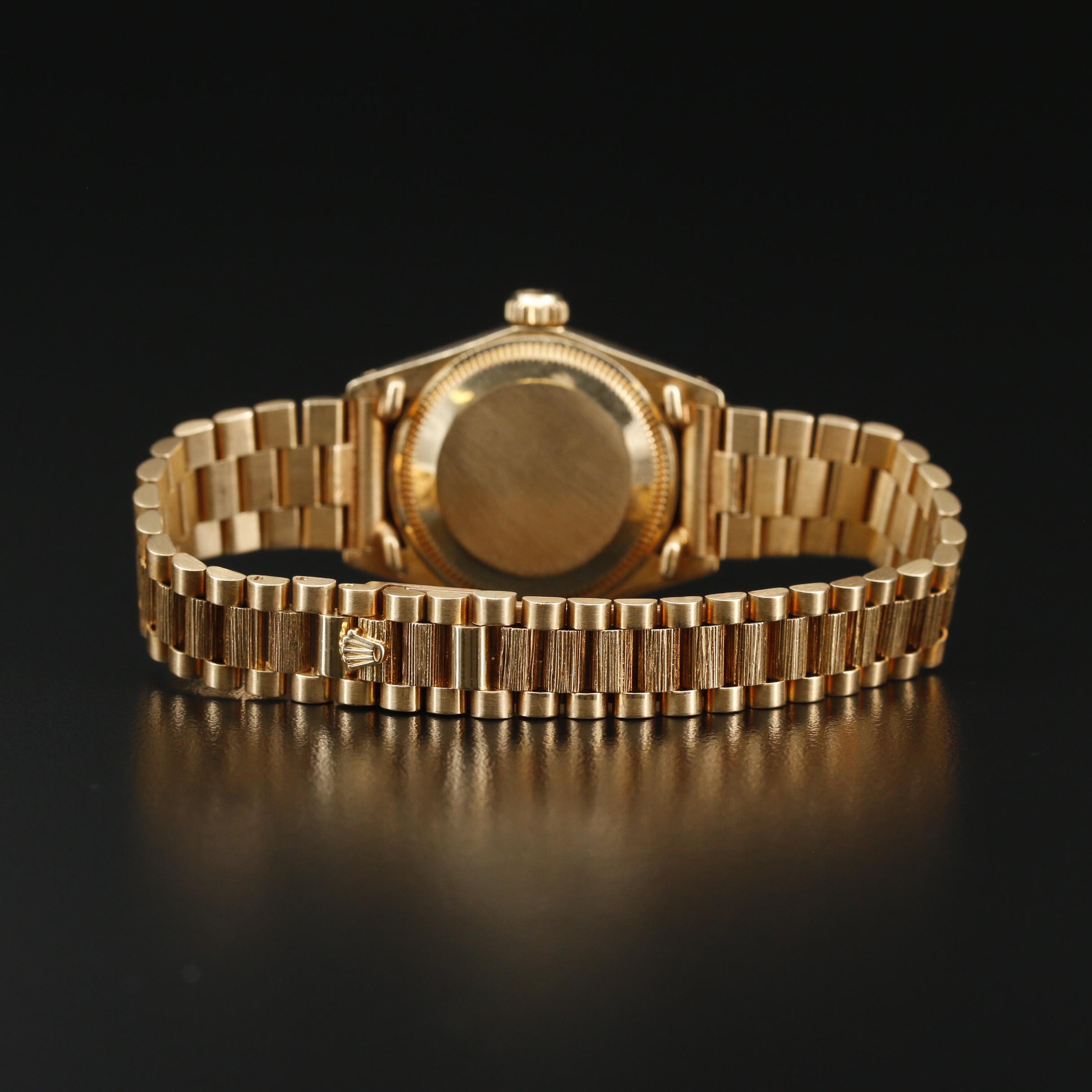 1979 Rolex Datejust 18K Bark Finish President Watch with Diamond Dial