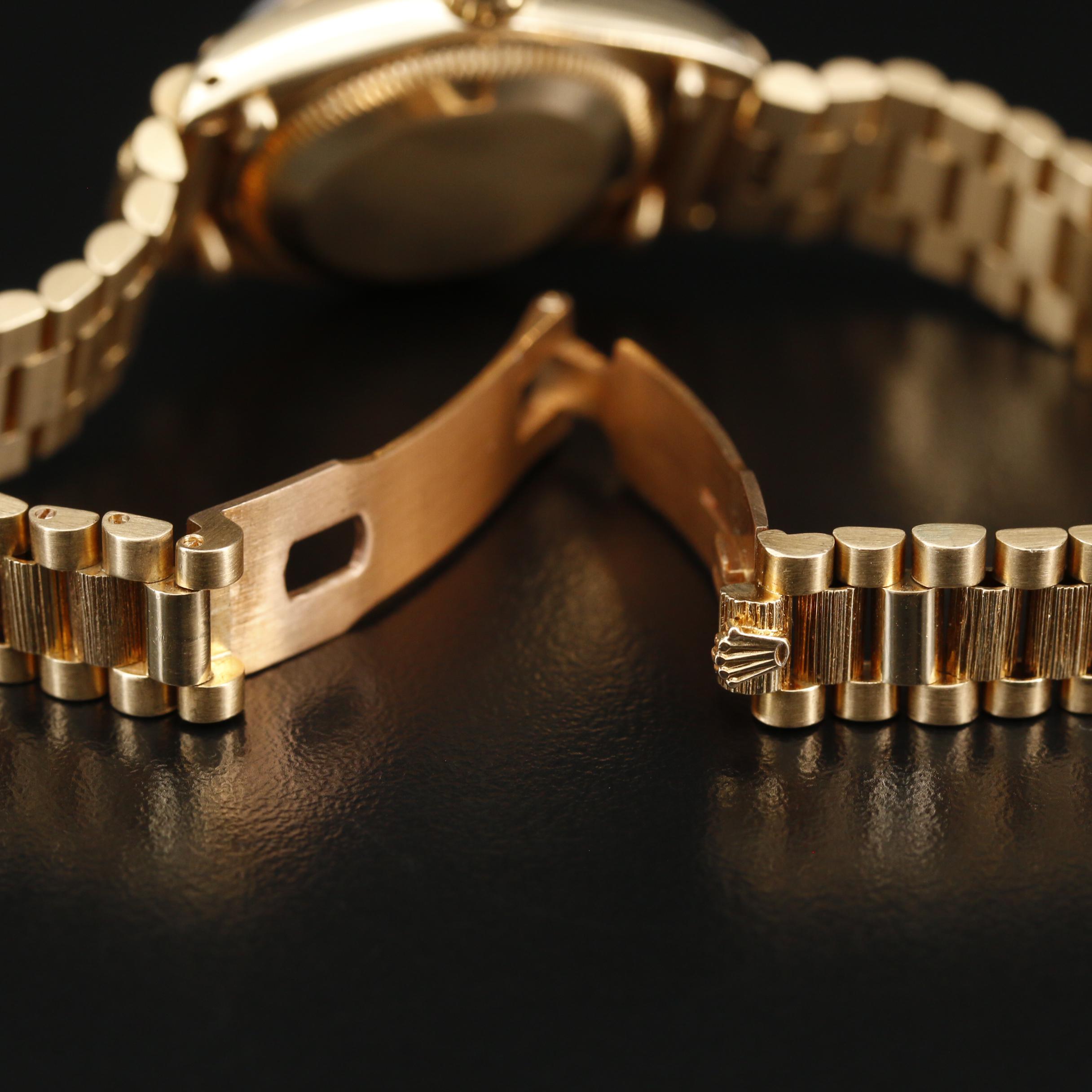 1979 Rolex Datejust 18K Bark Finish President Watch with Diamond Dial