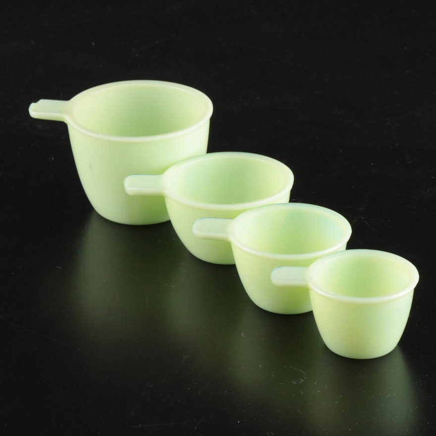 Green Jadeite Glass Measuring Cup Set