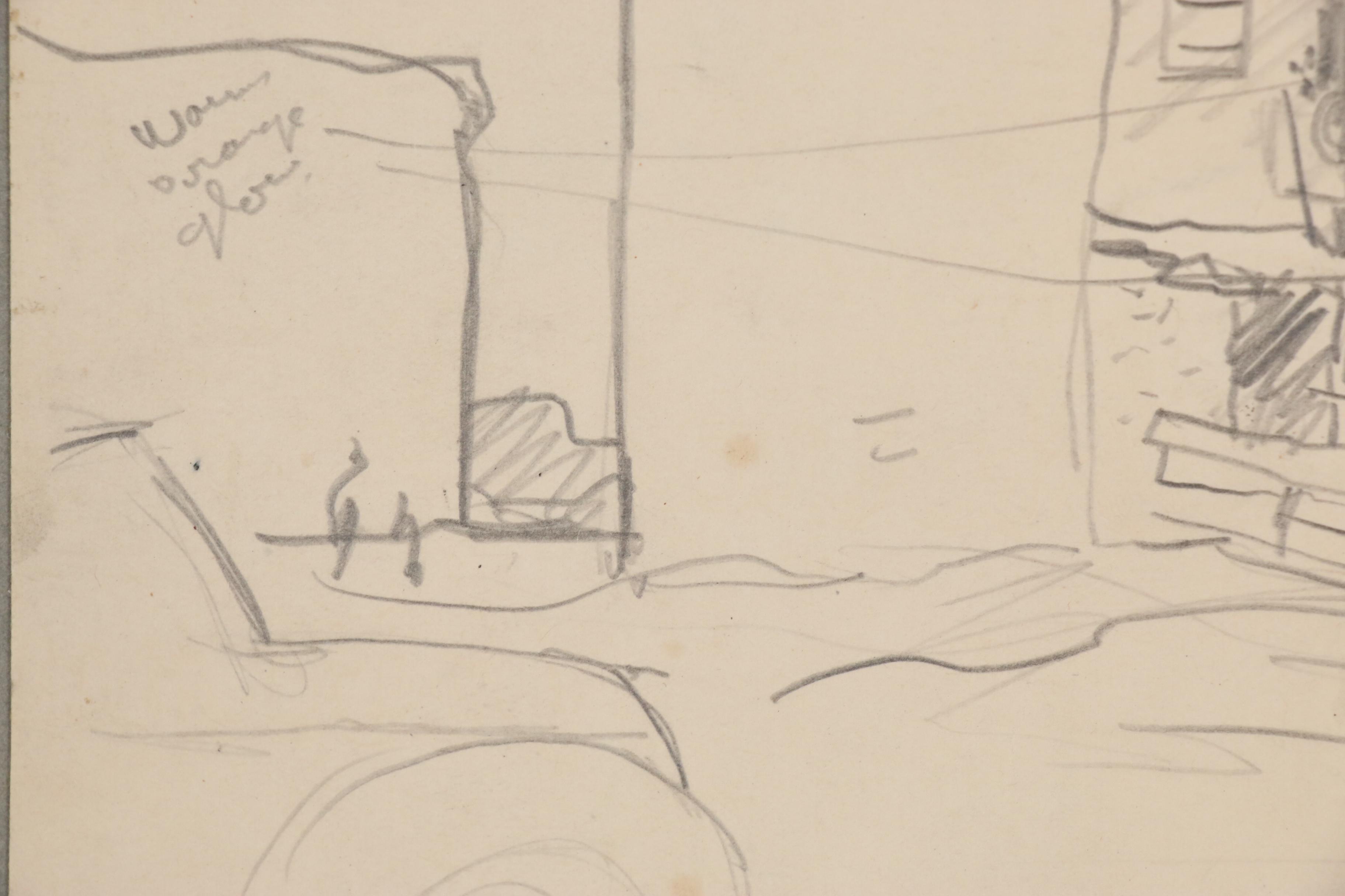 Henry Gasser Graphite Sketch of Street Scene, 20th Century