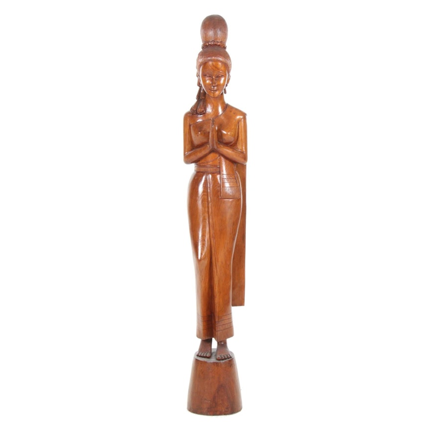 Southeast Asian Hand-Carved Wood Figure