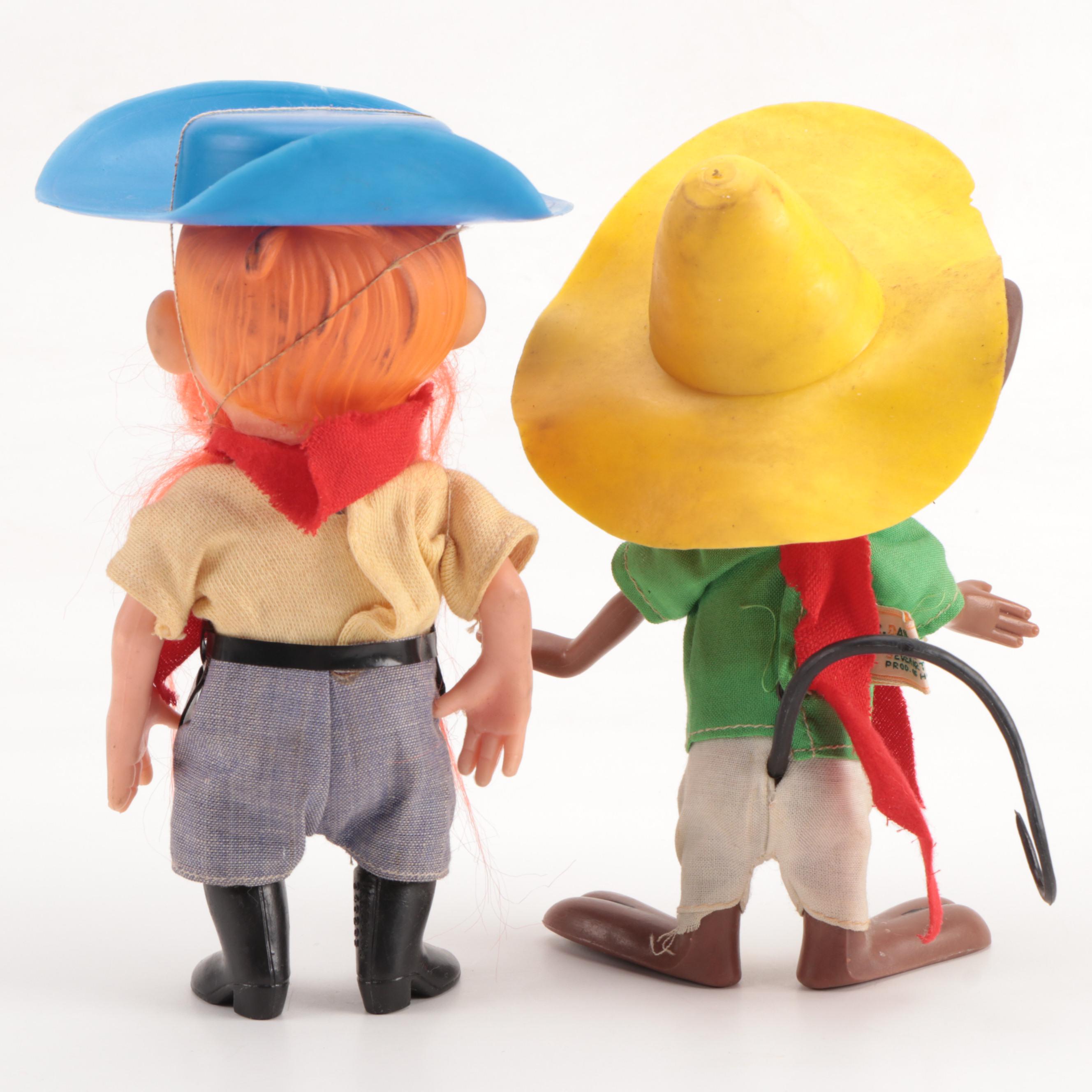 "Yosemite Sam," "Speedy Gonzalez," and Disney Character Push Puppets, 1970s