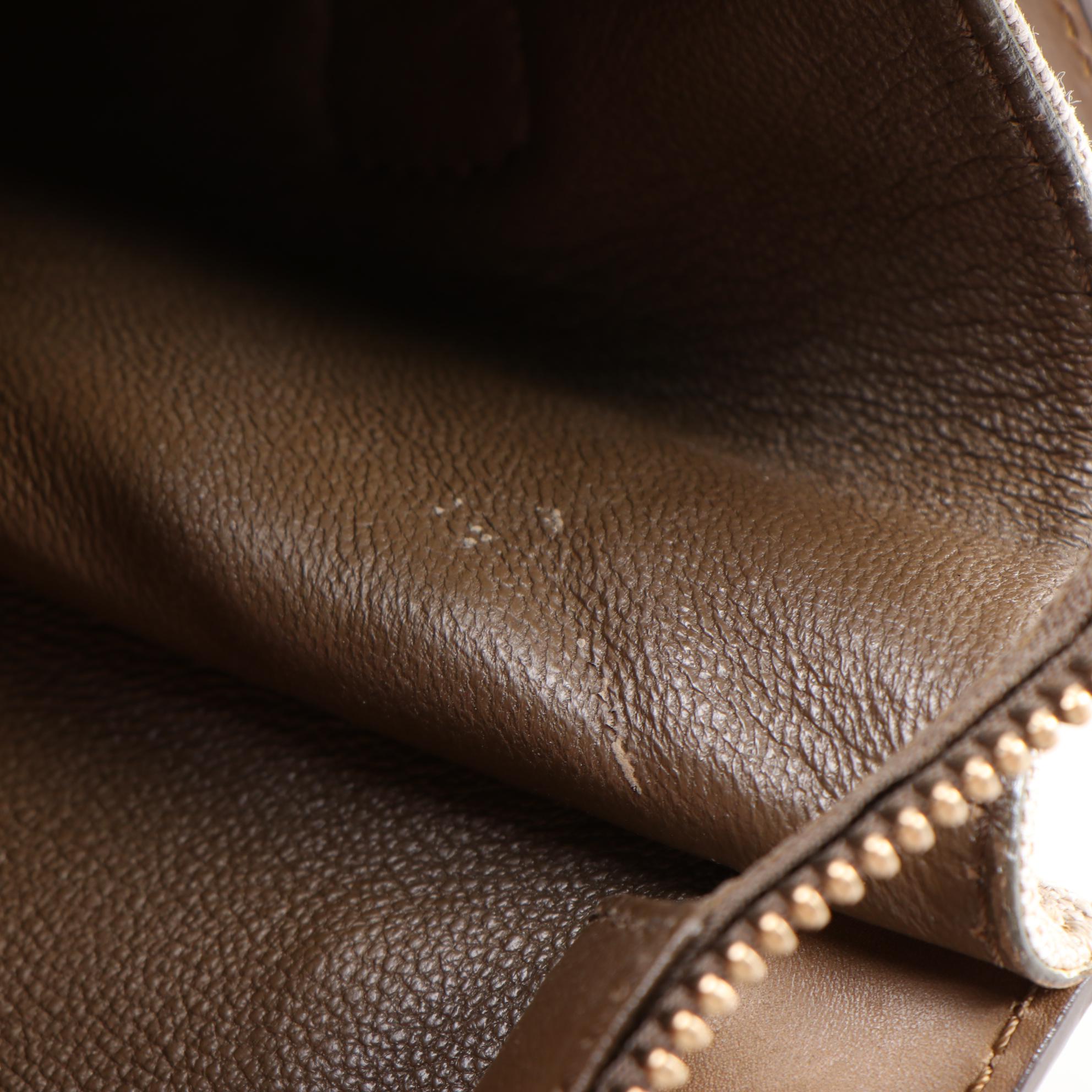 Céline Mini Luggage Tote Bag in Tan/Brown Calfskin Leather and Beige Canvas