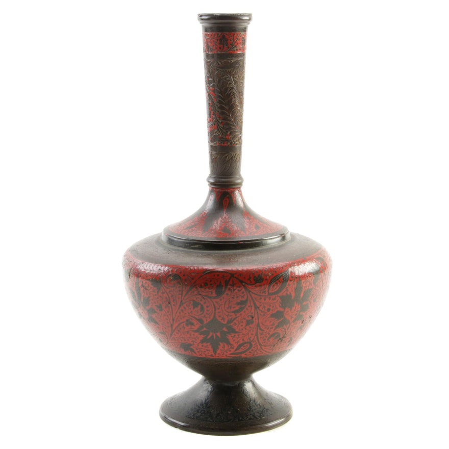 Mughal Enameled Bronze Vase, Early 19th Century