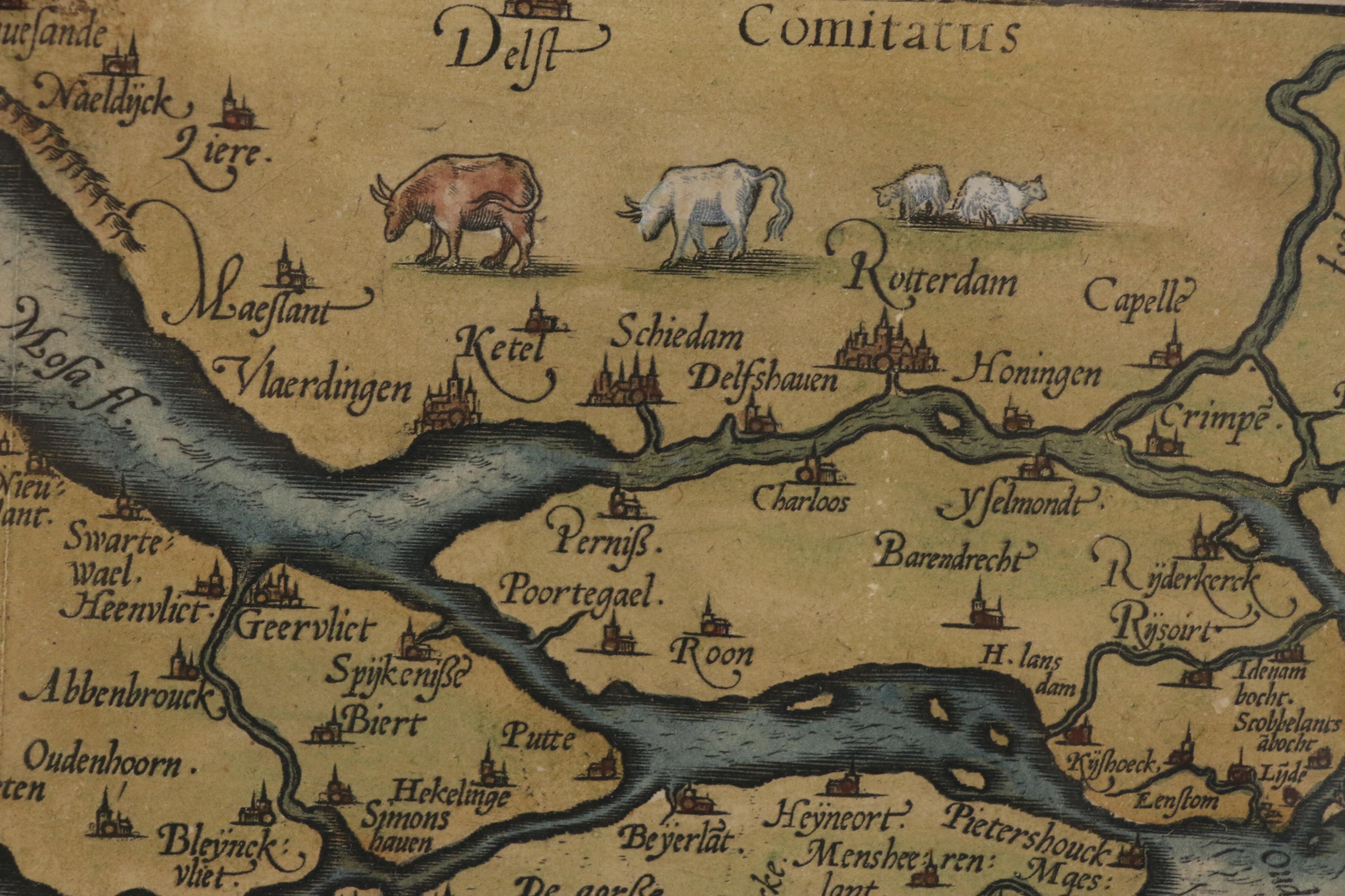 Abraham Ortelius Map of the Netherlands, Late 16th Century
