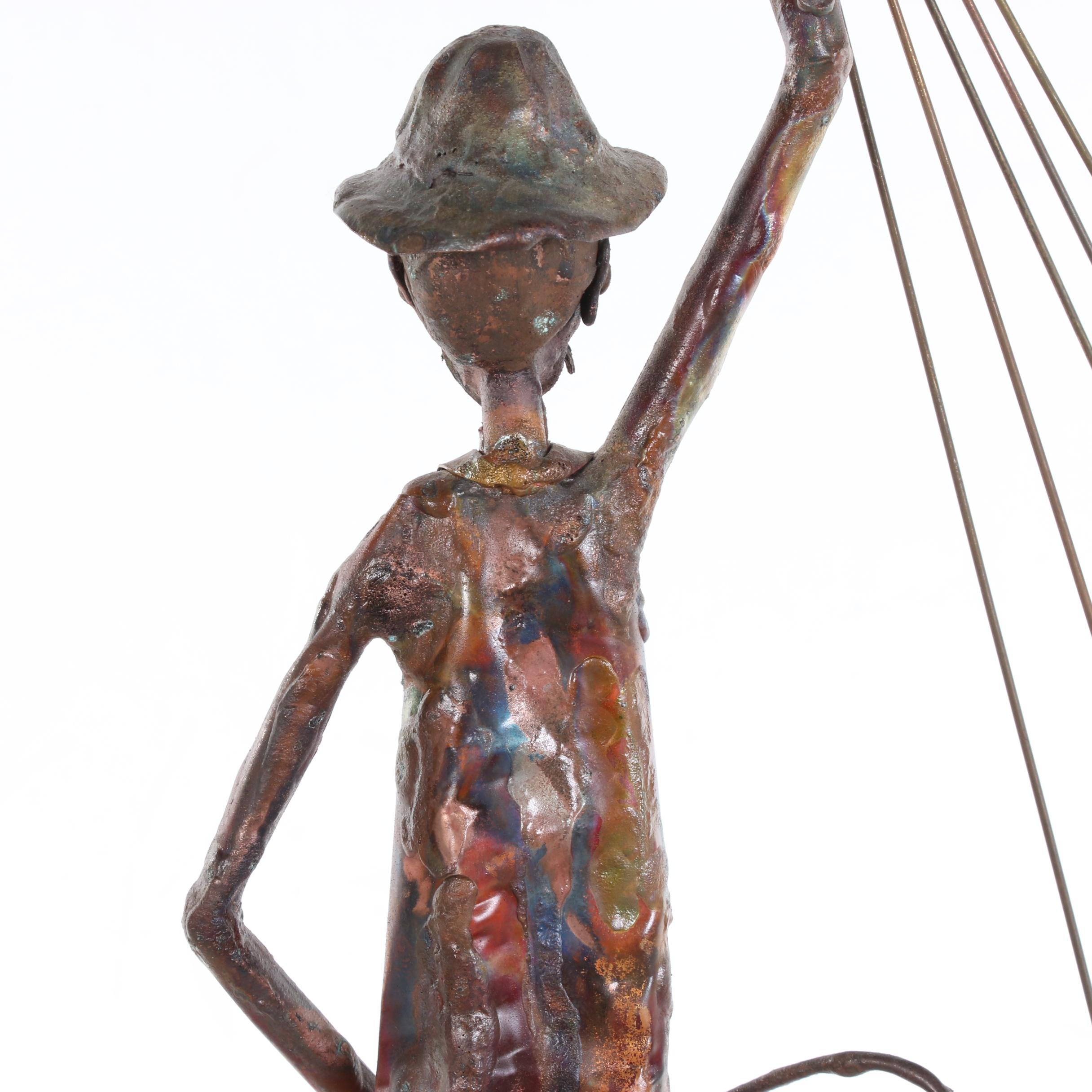 Jim Lewk Copper and Glass Sculpture of Balloon Man