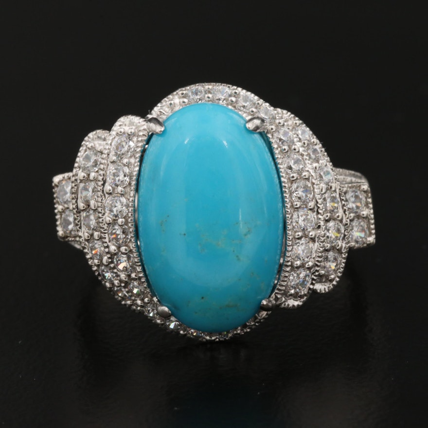 Sterling Turquoise and Cubic Zirconia Ring