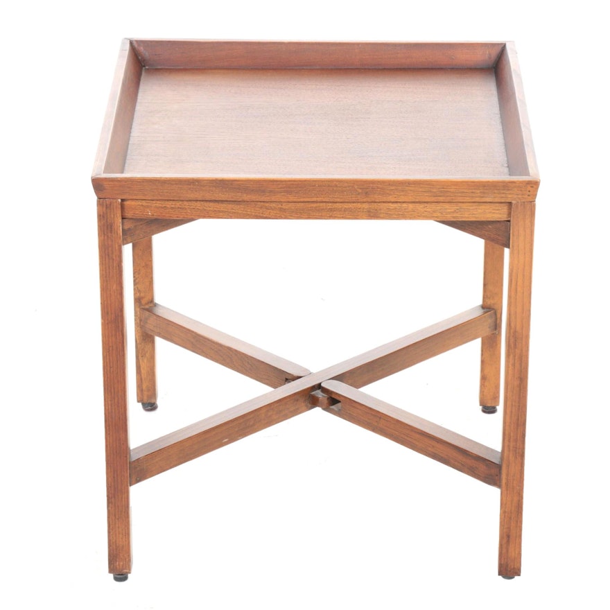 Mahogany-Stained Hardwood Folding Butler's Side Table