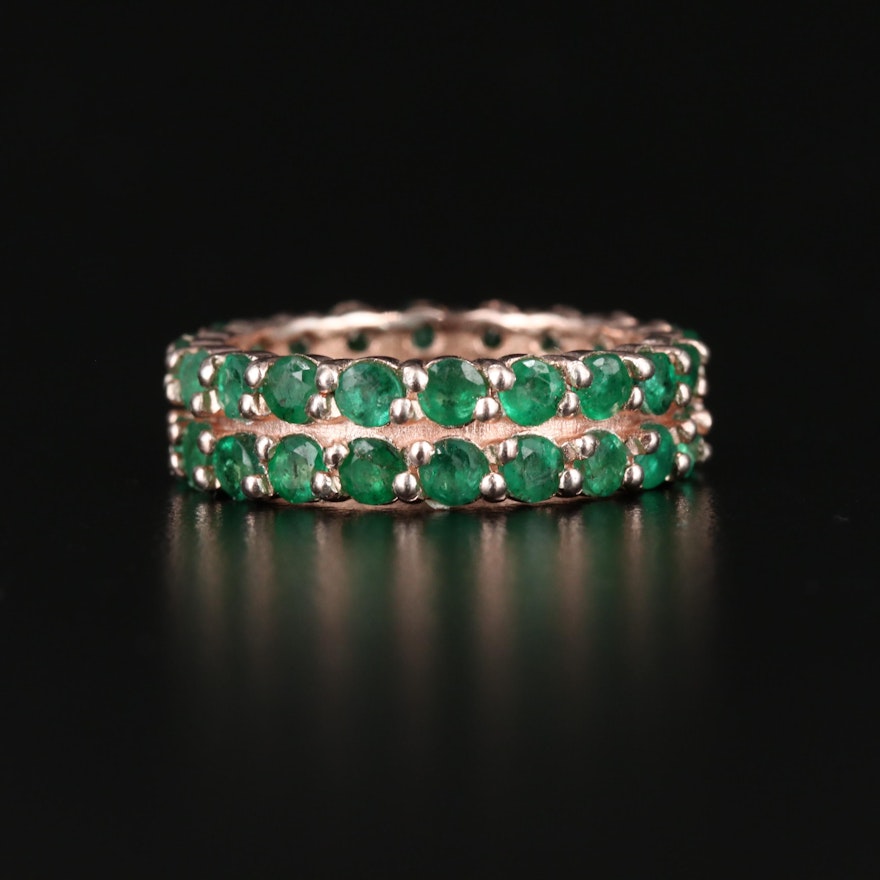 Sterling Silver Emerald  Eternity Band