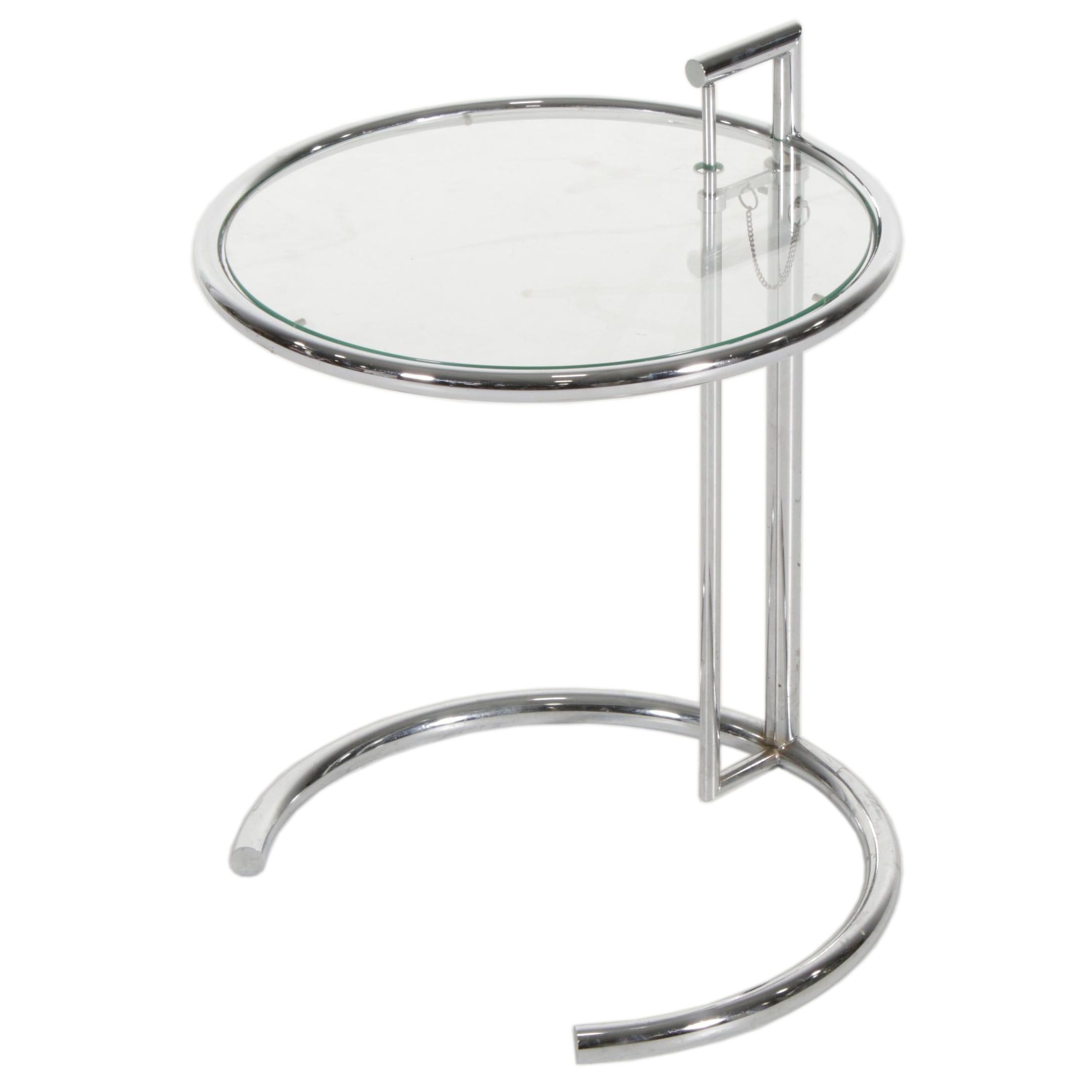 Chrome and Glass Adjustable-Height End Table, after a Design by Greta Grossman