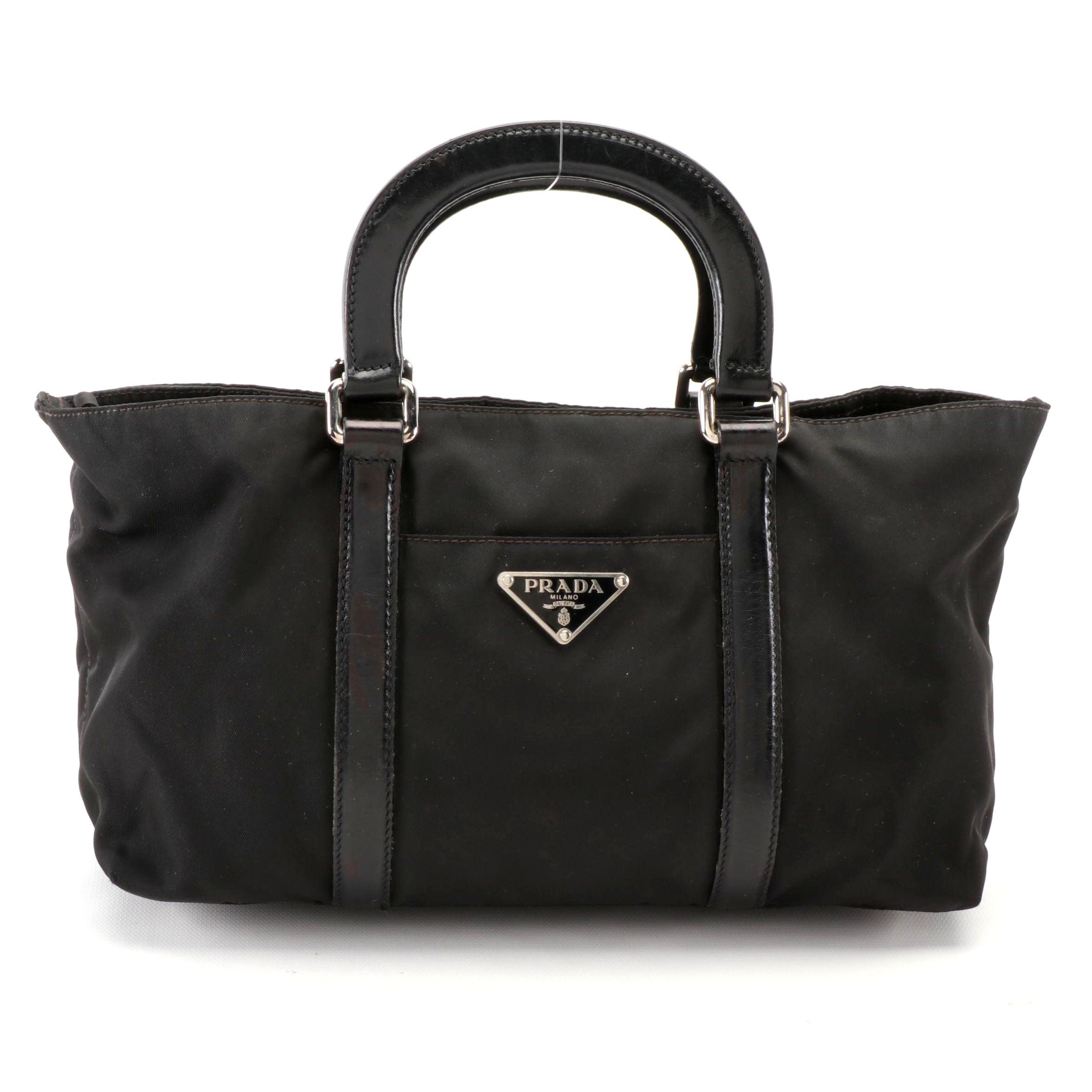 Prada Two-Way Demi Satchel in Black Tessuto Nylon and Leather