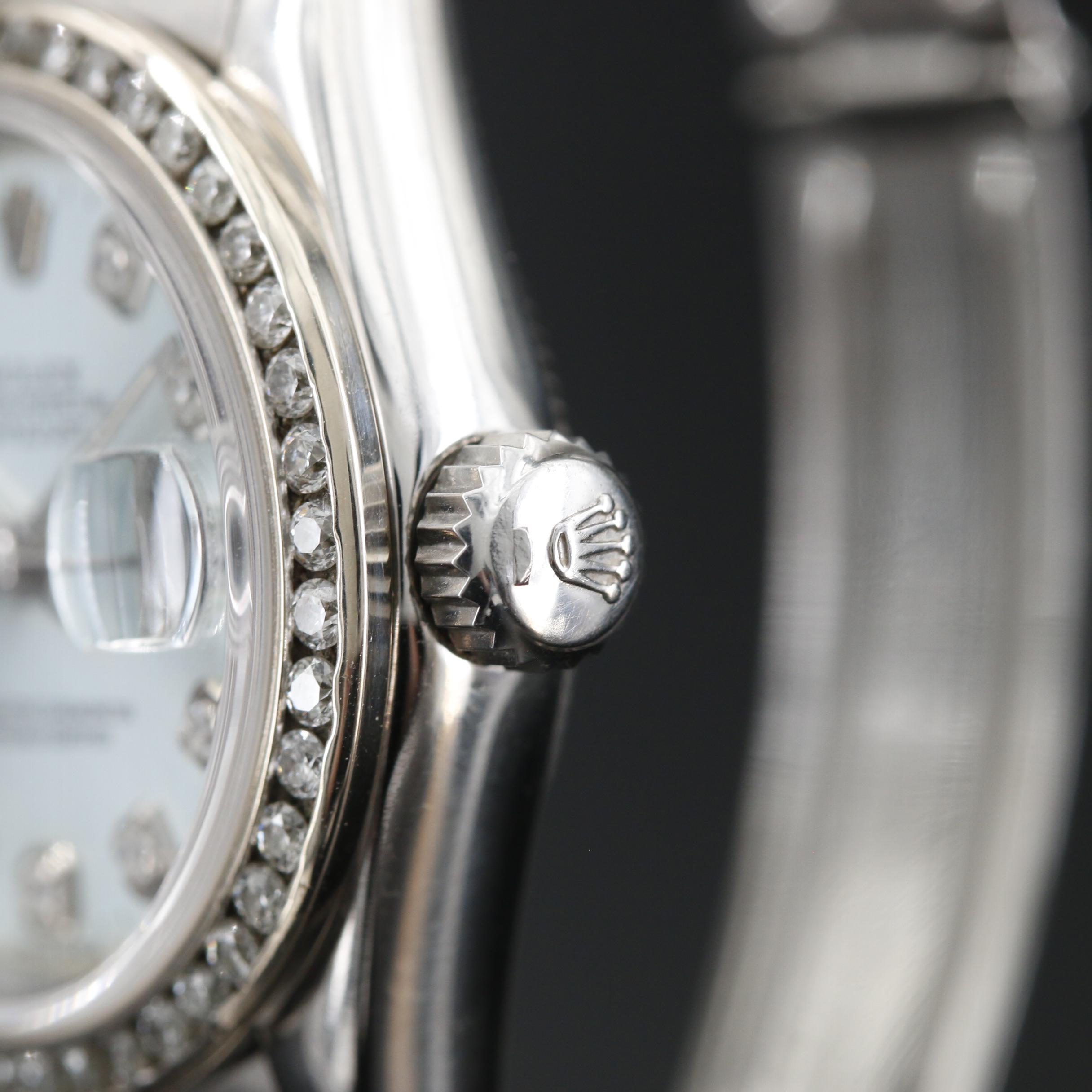 1987 Rolex Datejust 14K and Stainless Steel Automatic Watch with Diamonds