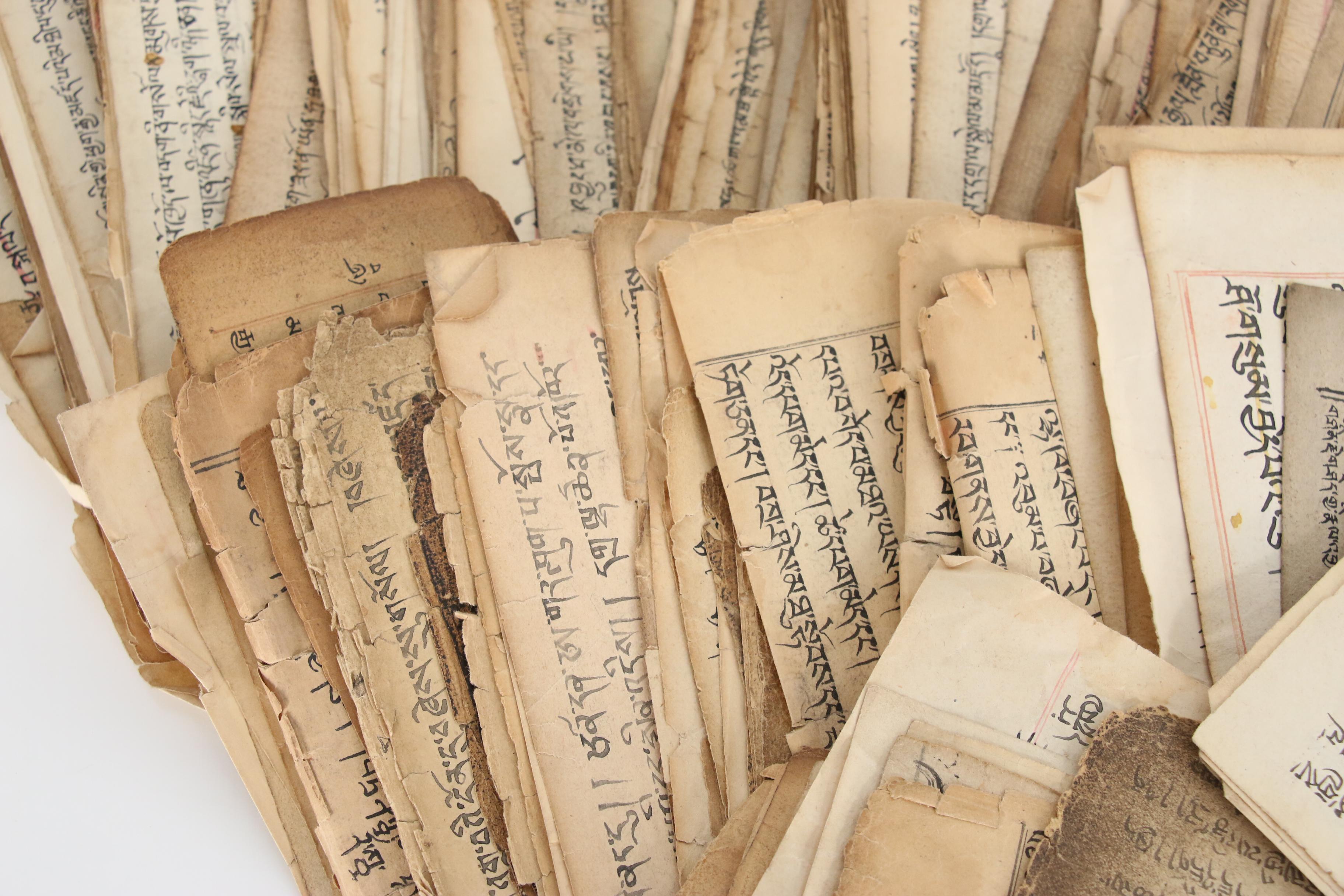 Hindu-Buddhist Sanskrit Mantra Manuscript Pages, 19th to 20th Century