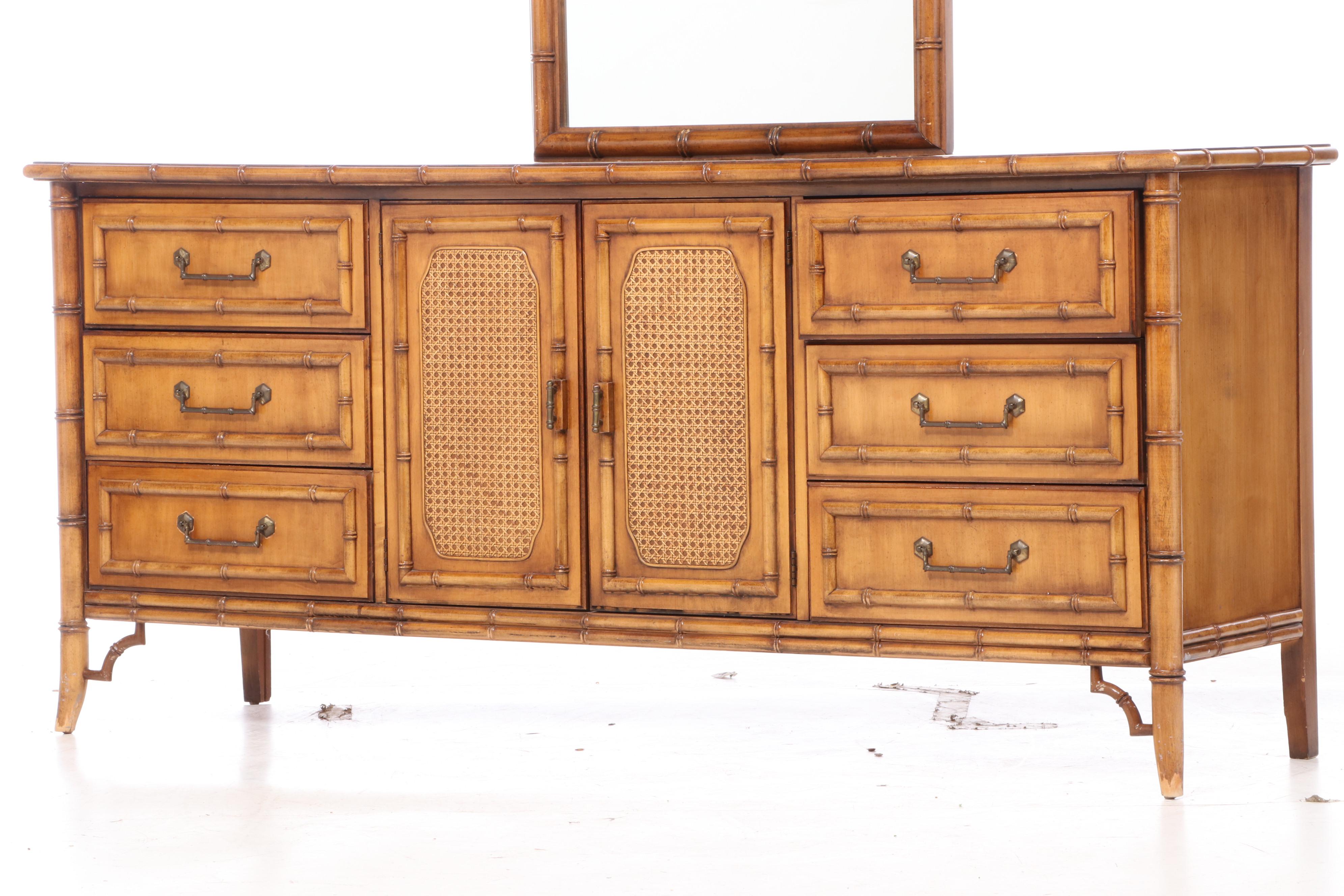 Dixie "Tahiti Collection" Faux Bamboo Dresser and Mirror