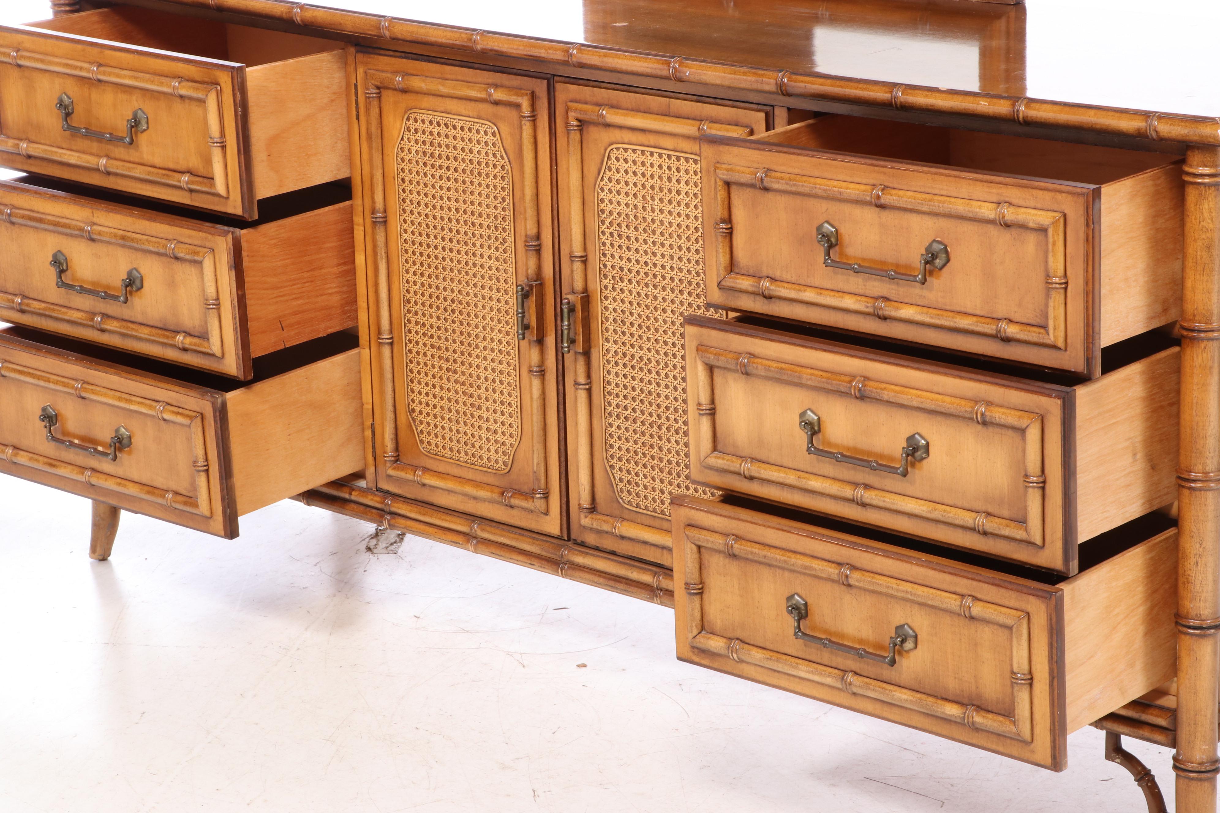 Dixie "Tahiti Collection" Faux Bamboo Dresser and Mirror