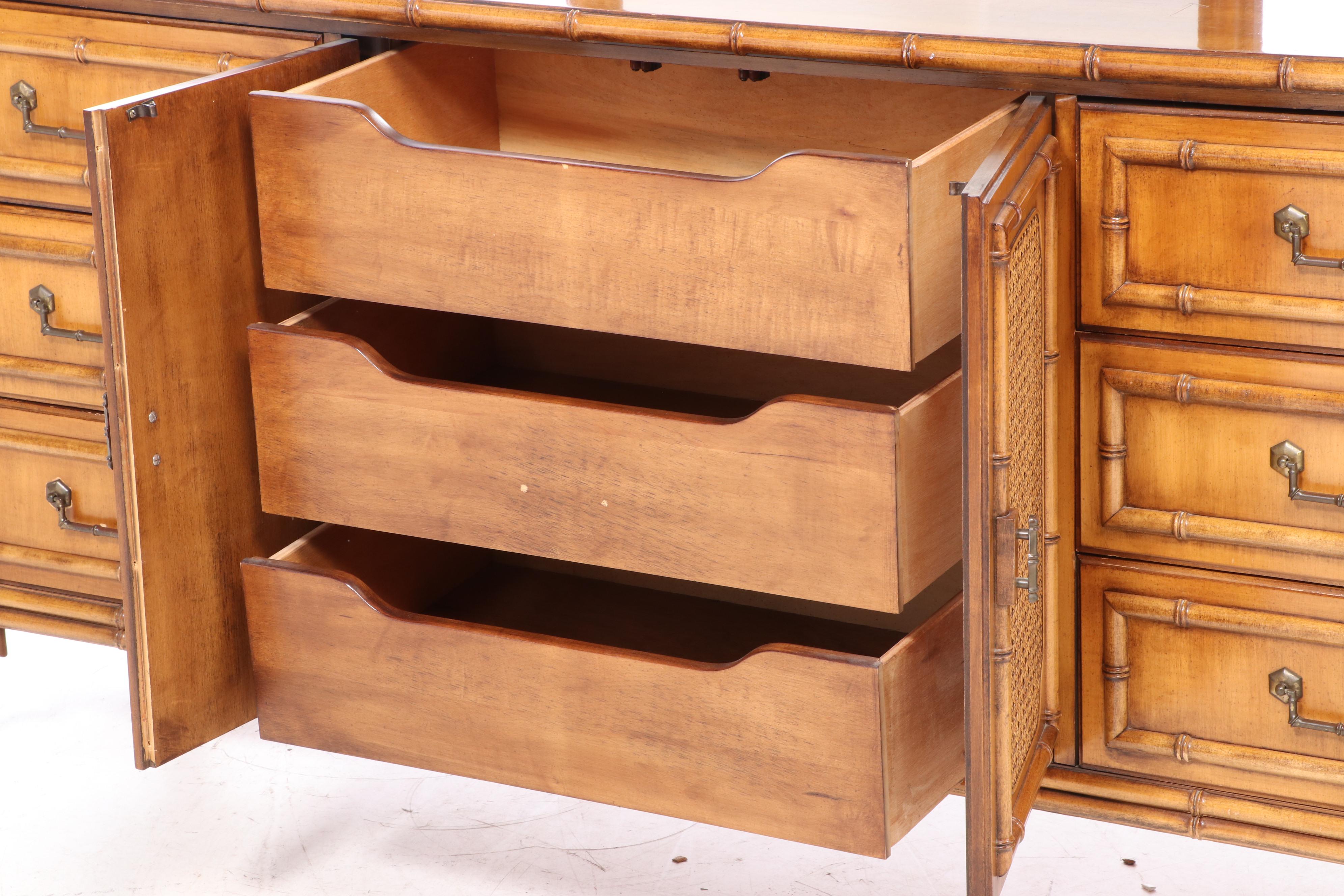 Dixie "Tahiti Collection" Faux Bamboo Dresser and Mirror